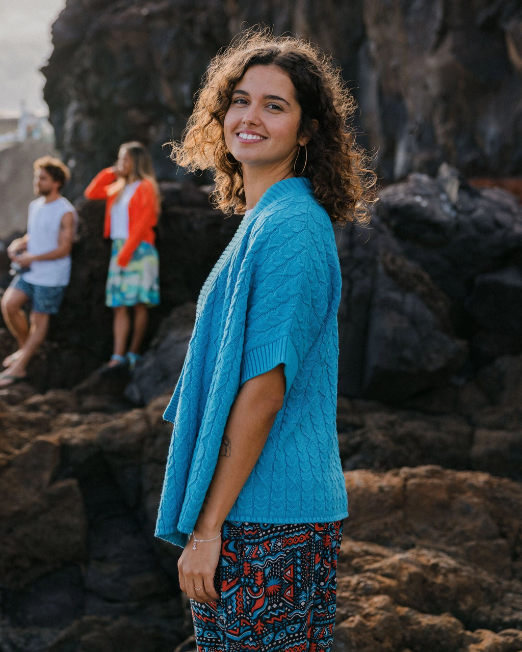 Homely Knitted Cardigan - Bluejay