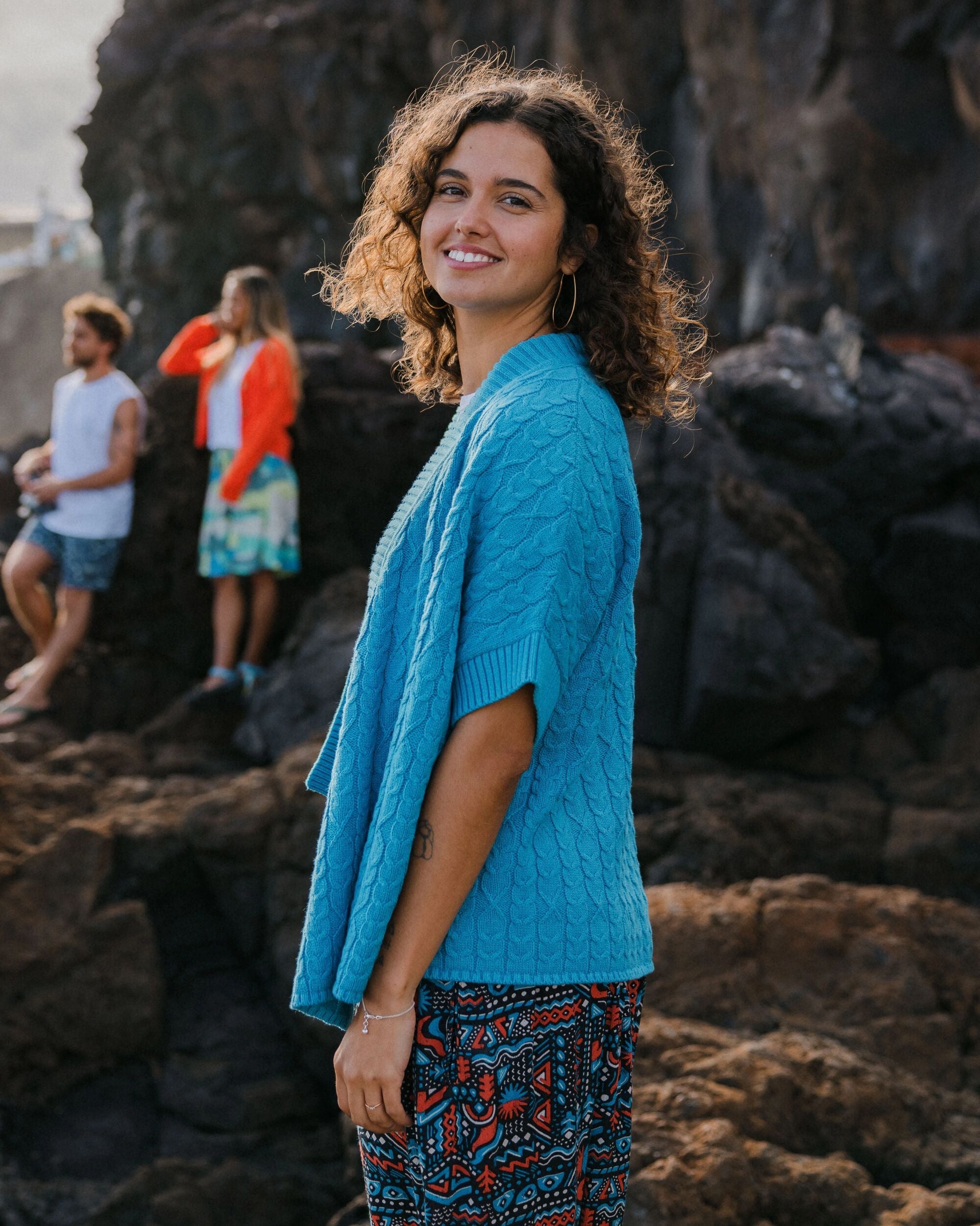 Homely Knitted Cardigan - Bluejay