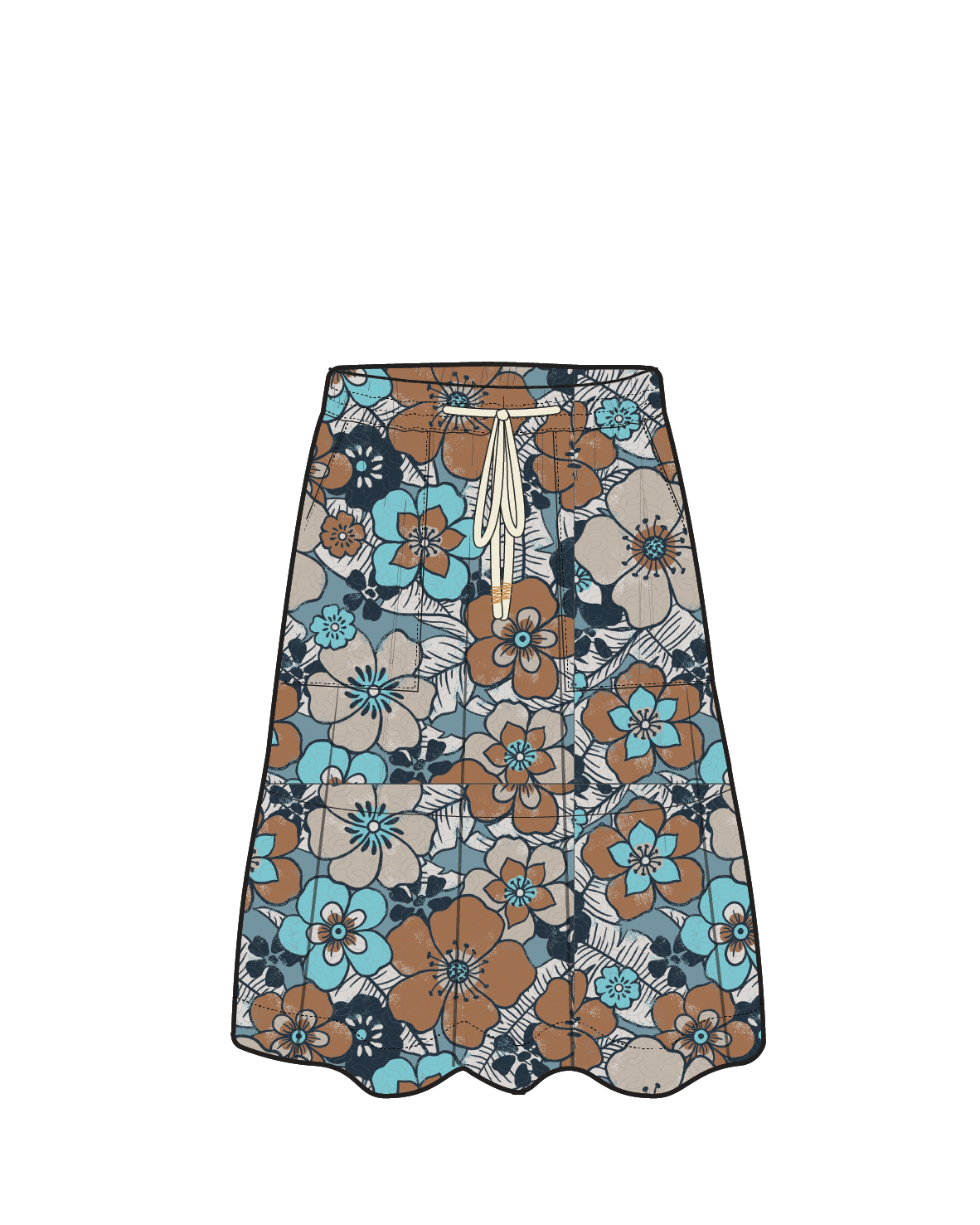 Dew EcoVero Woven Skirt - Vintage Floral Aqua