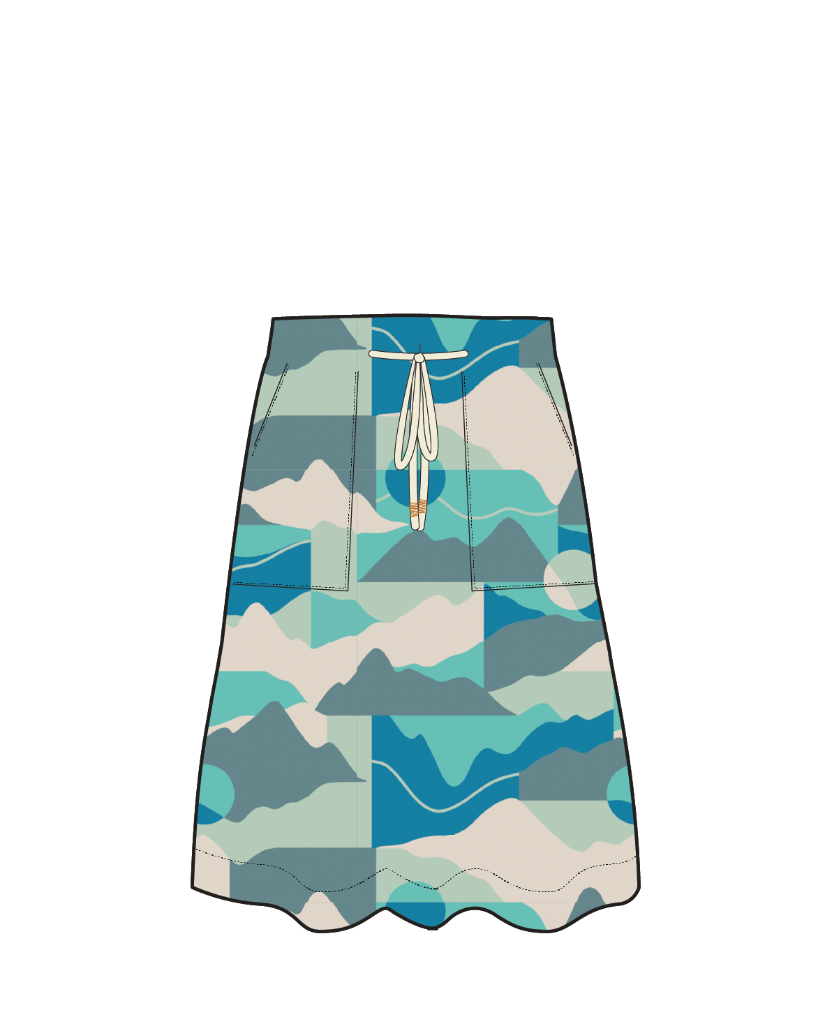 Dew EcoVero Woven Skirt - Vista Patchwork Aqua