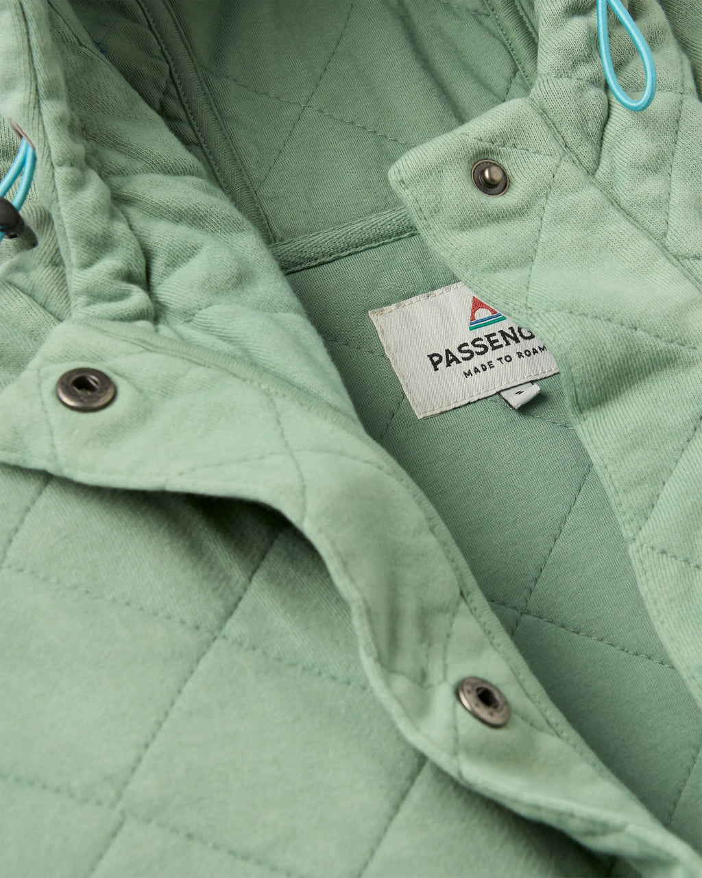 Clementine Recycled Quilted Popper Up Hoodie - Pistachio