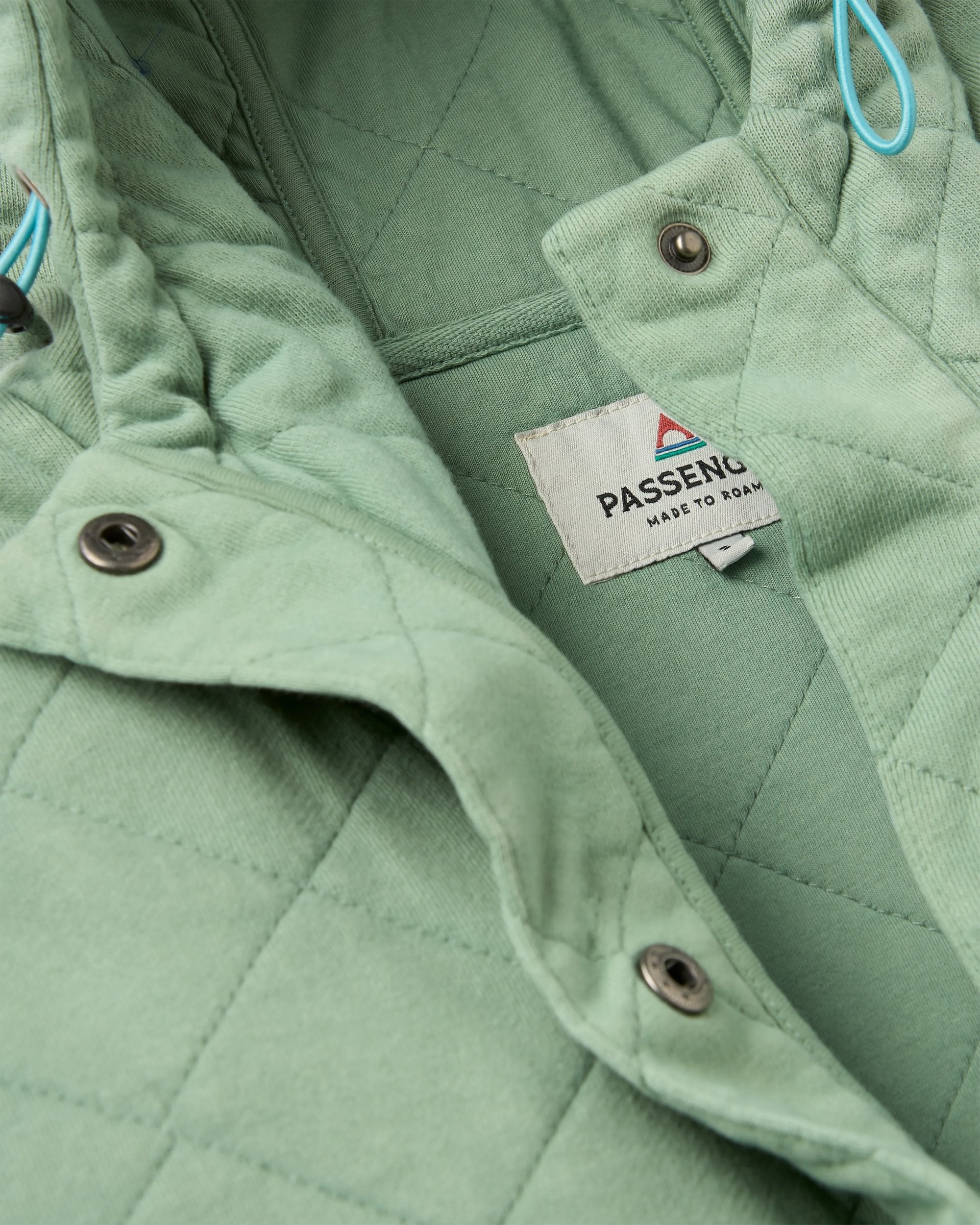 Clementine Recycled Quilted Popper Up Hoodie - Pistachio