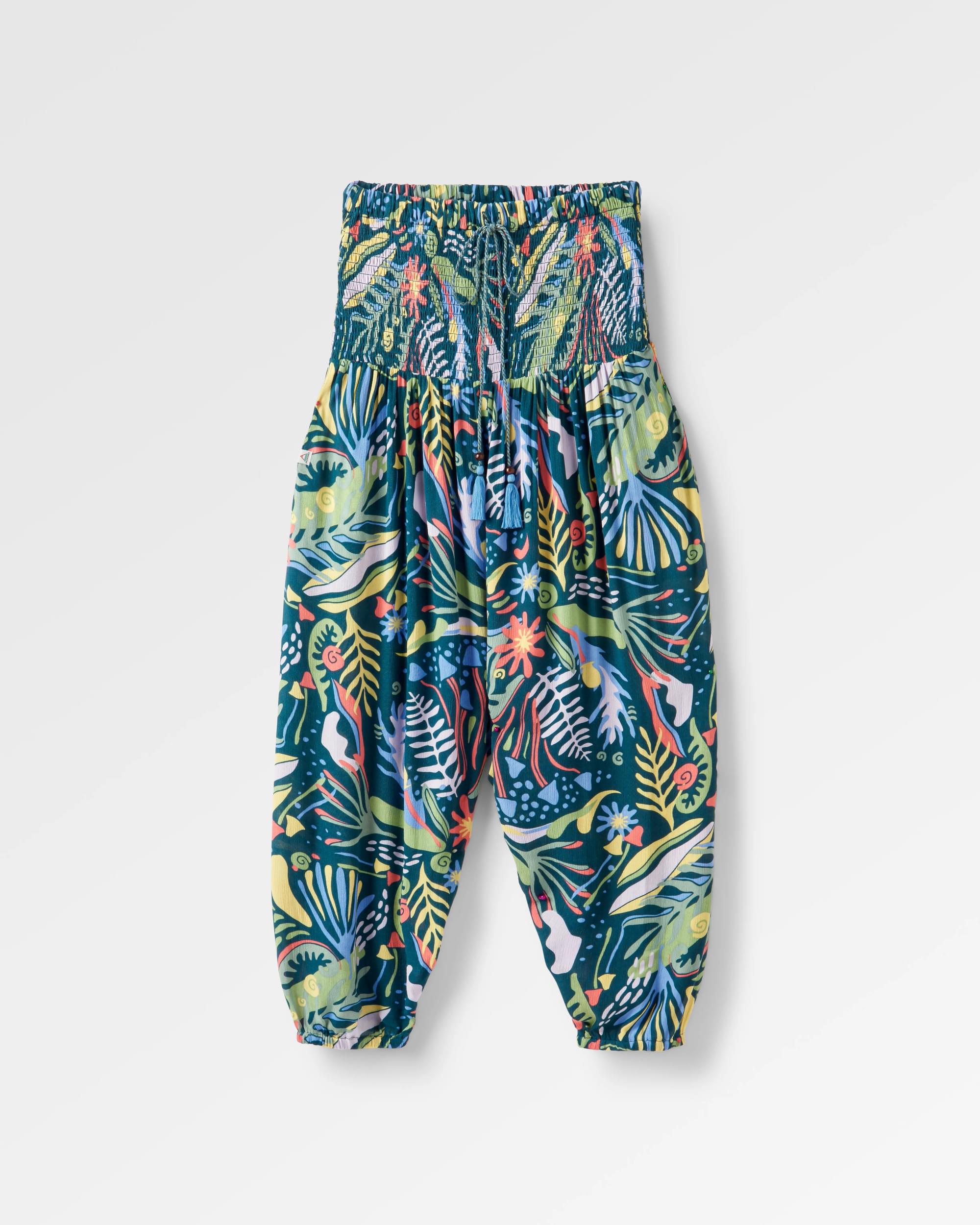 Daylily Loose Trouser - Abstract Seaweed Tidal Blue