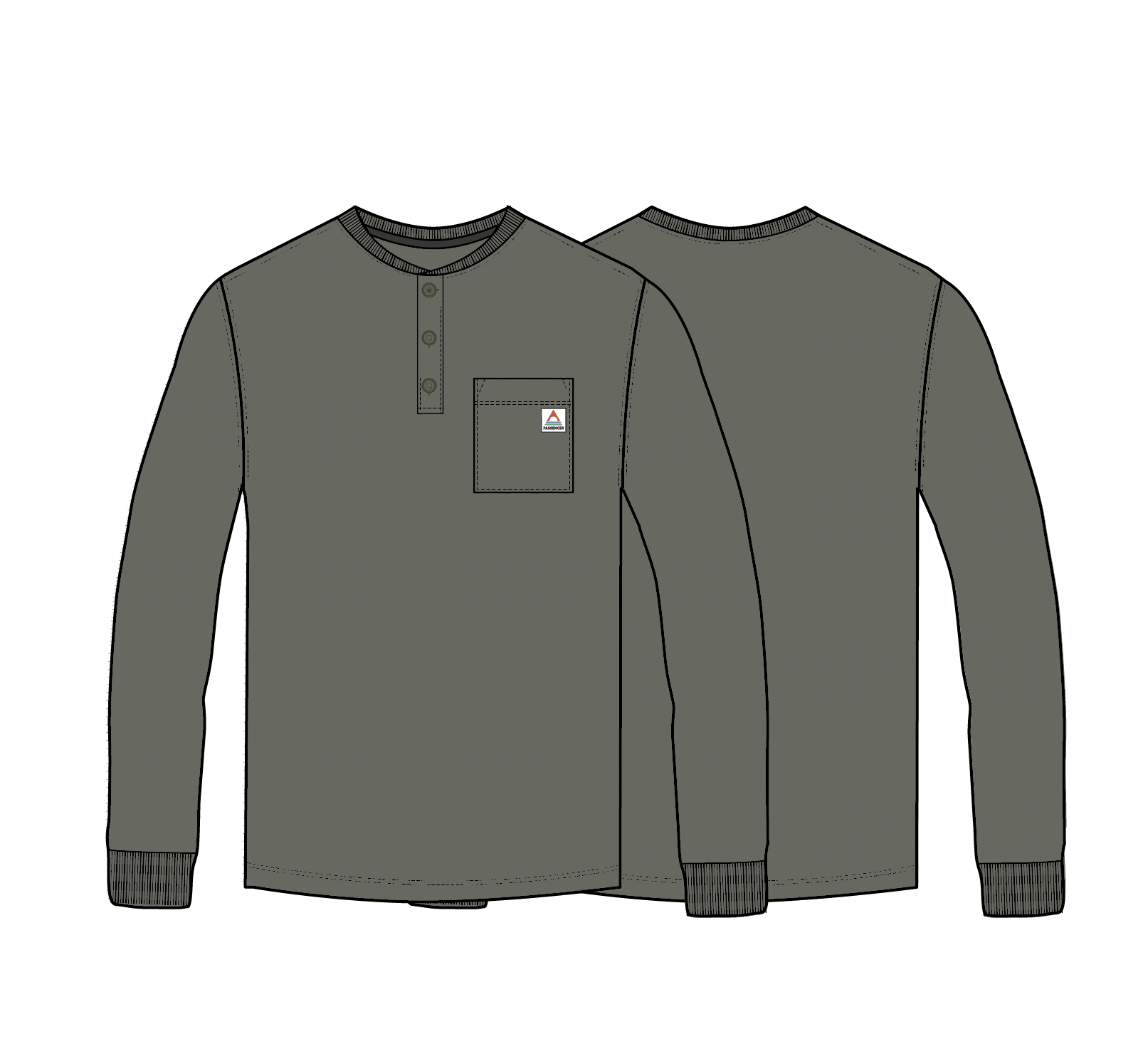 Headland LS Slub Henley - Dusty Olive