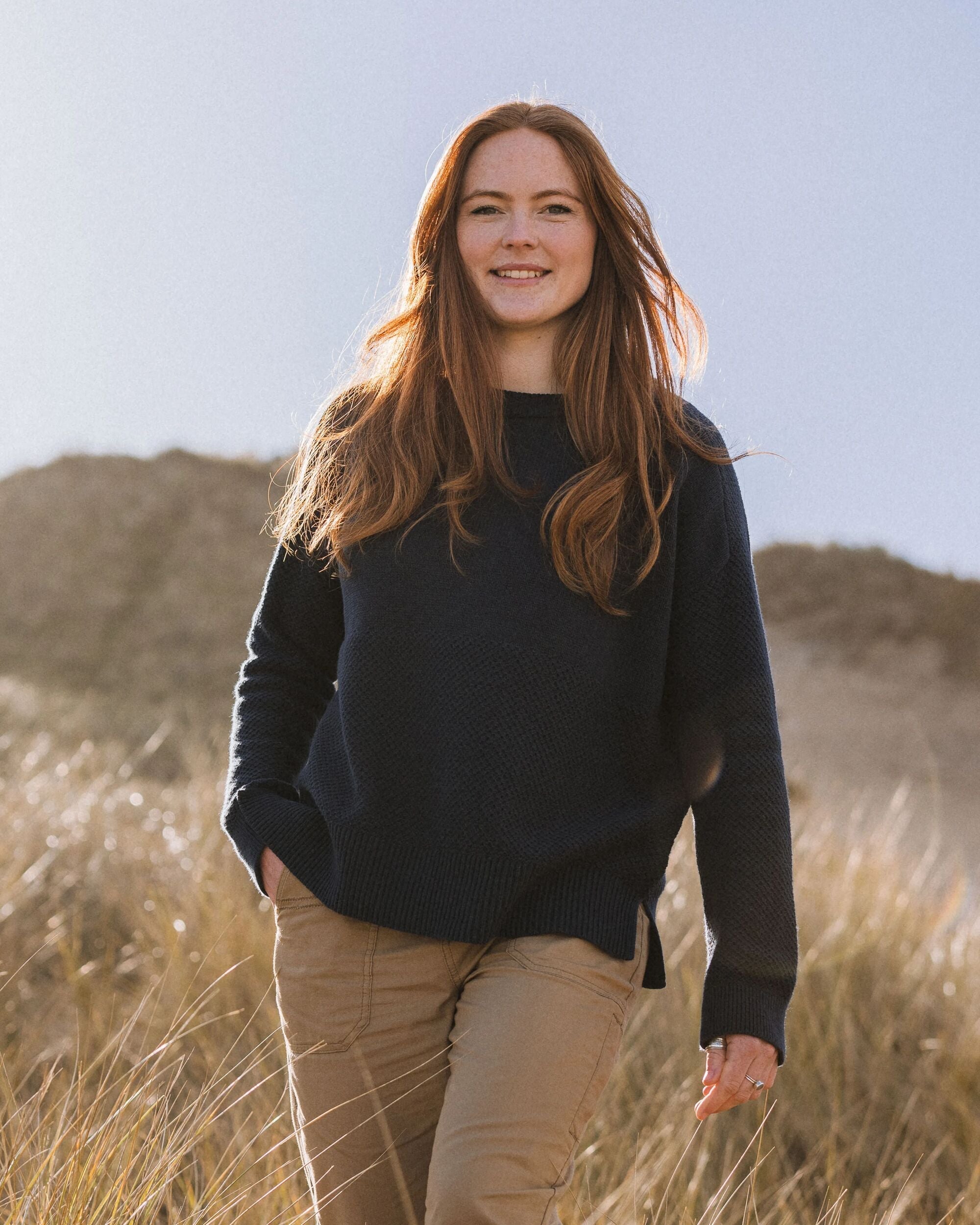 Cove Organic Cotton Knitted Jumper - Rich Navy