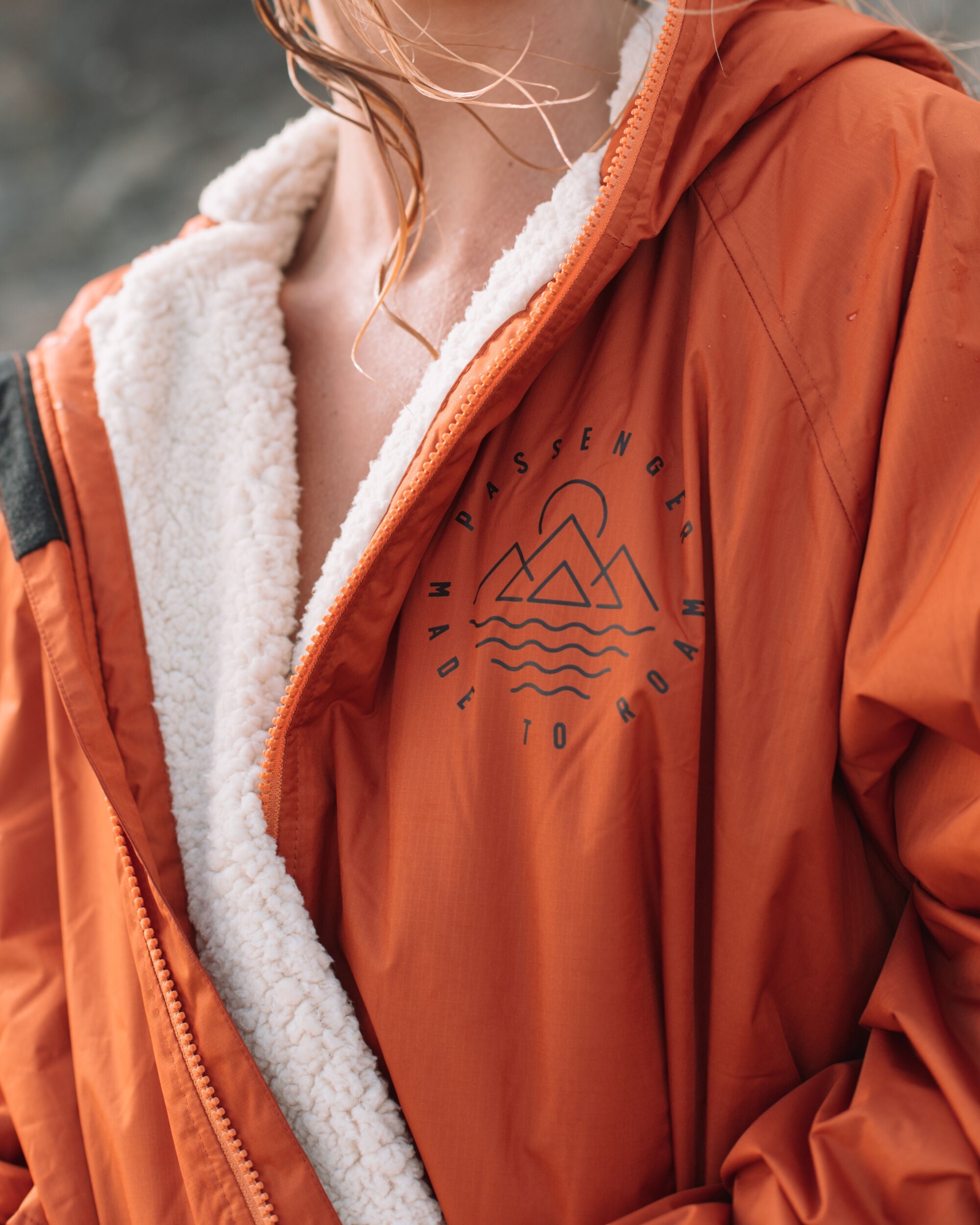 Escapism Recycled Sherpa Lined Changing Robe - Rust
