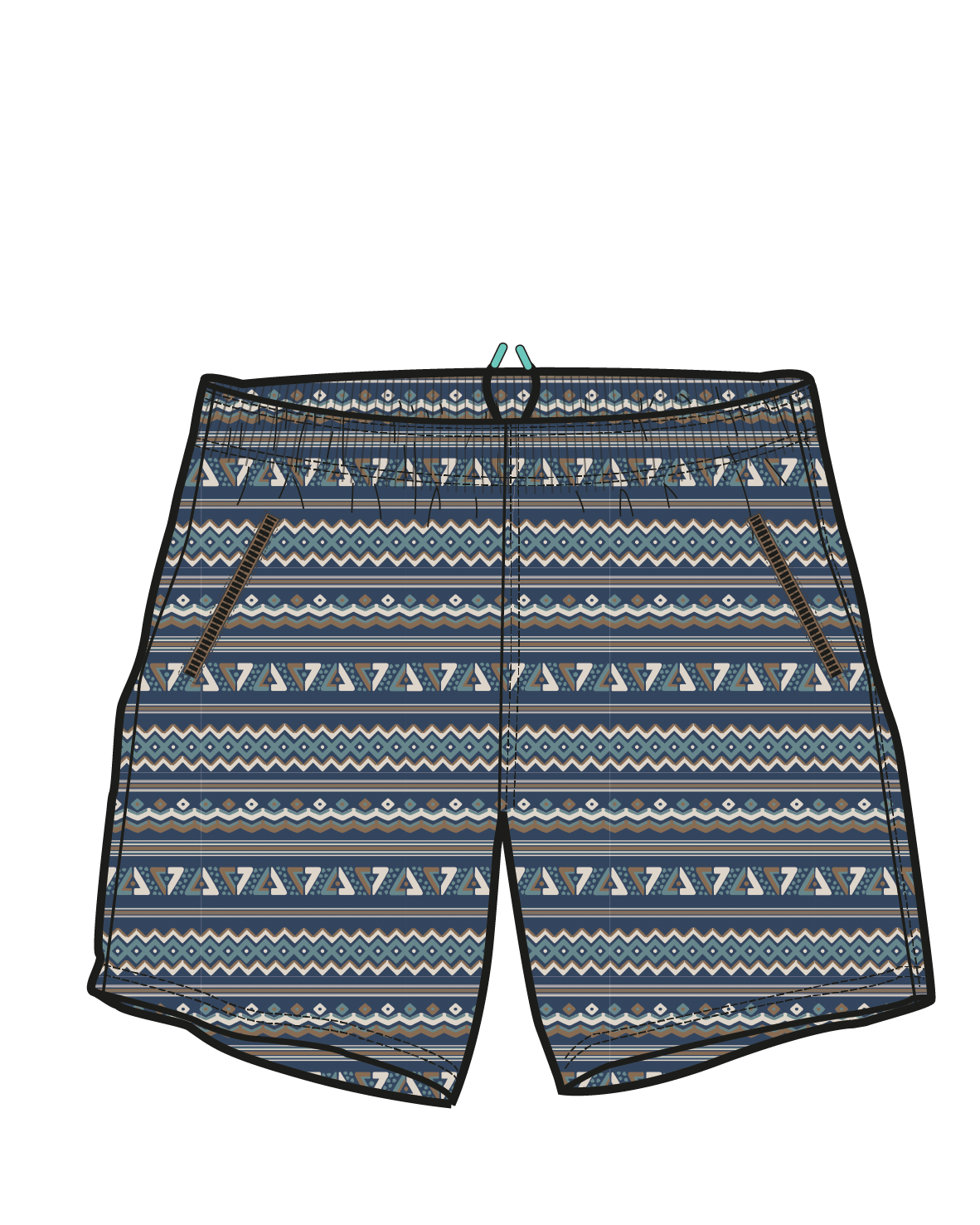 Flaris NetPlus® All Purpose Short - Geo Stripe Dark Denim