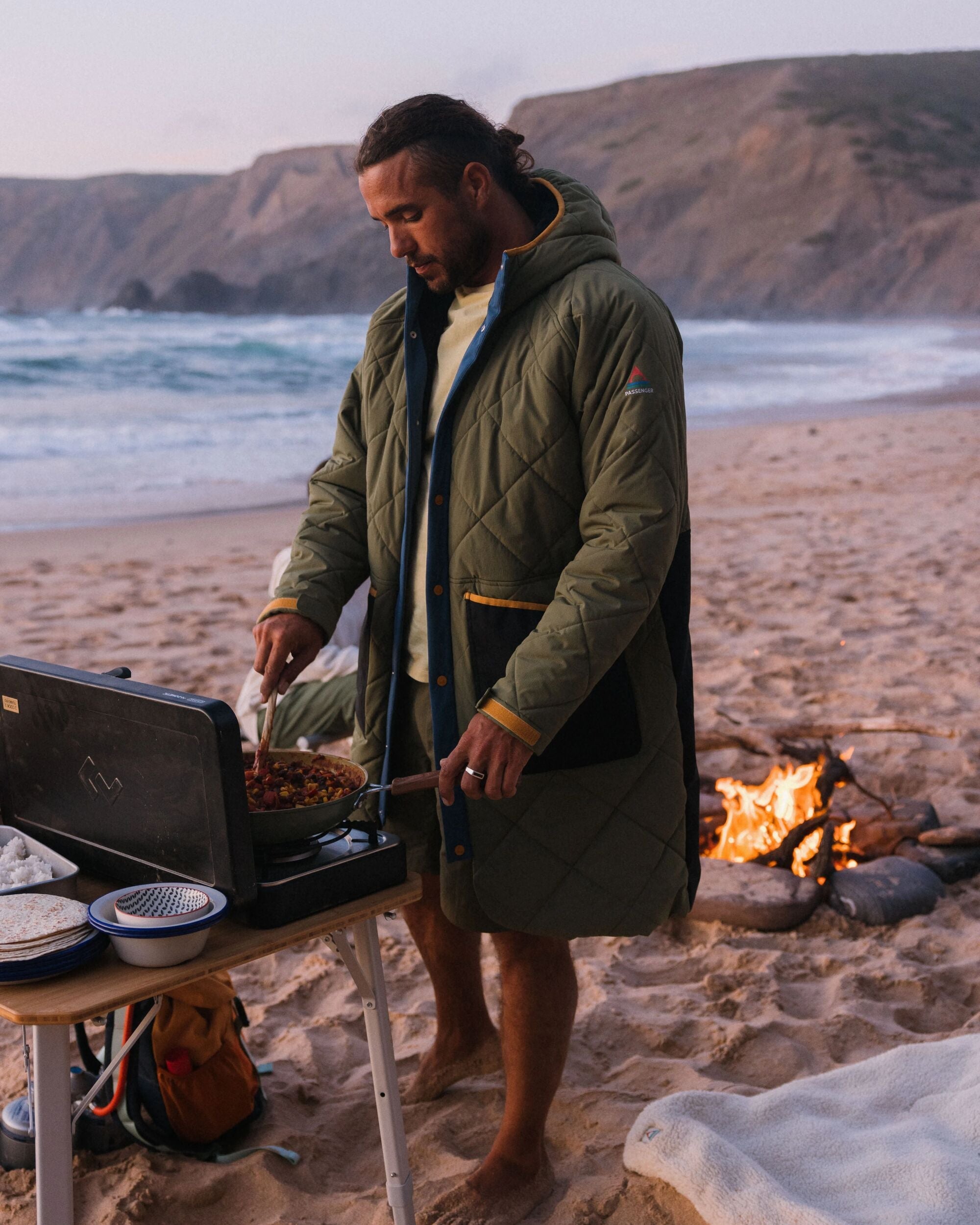 Campscape Recycled Fleece Lined Parka - Black/Khaki