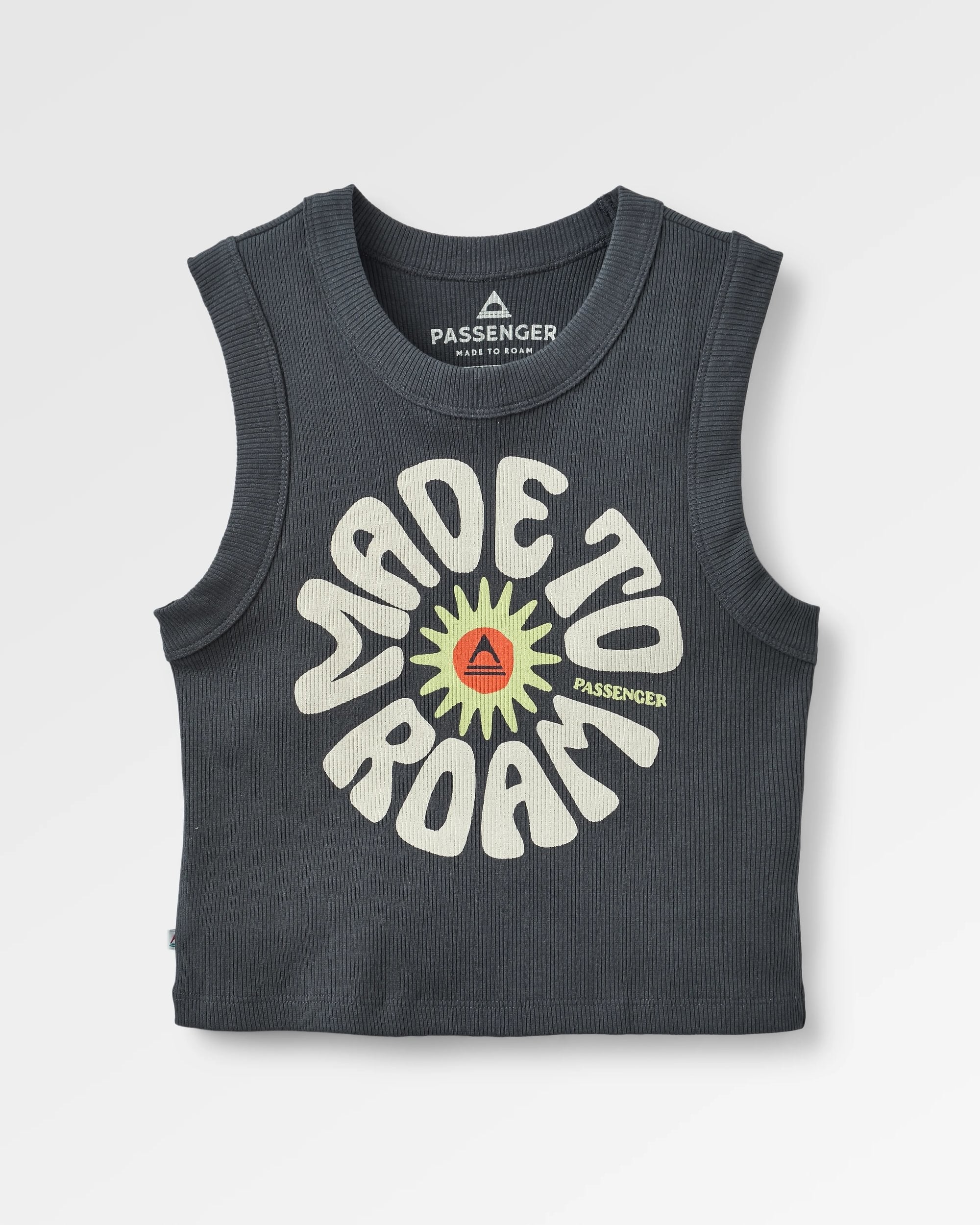 Easy Days Ribbed Graphic Cropped Vest - Black