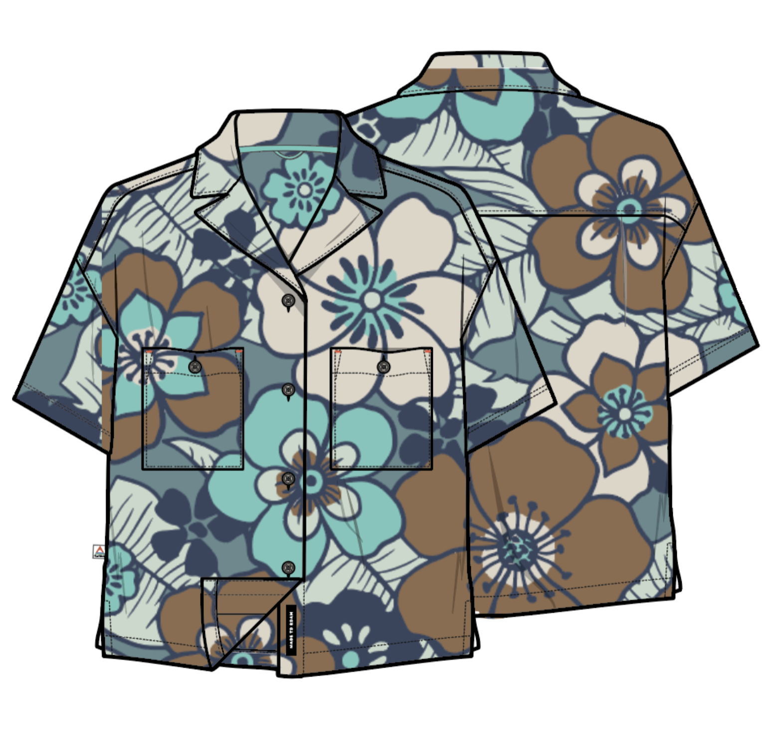 365 Recycled Active Boxy Shirt - Vintage Floral Aqua