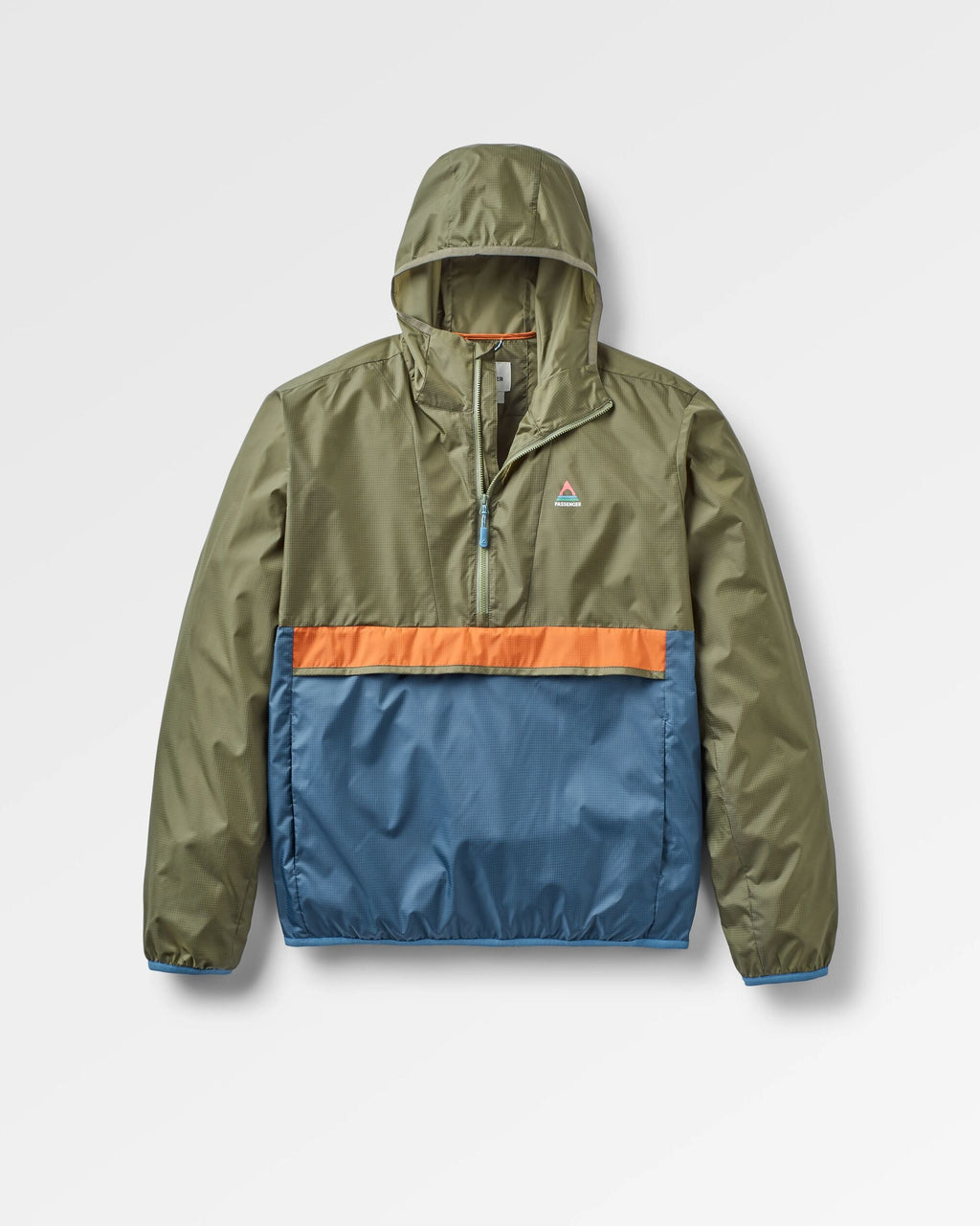 Gusto Recycled Windshell Anorak - Khaki/Dark Denim