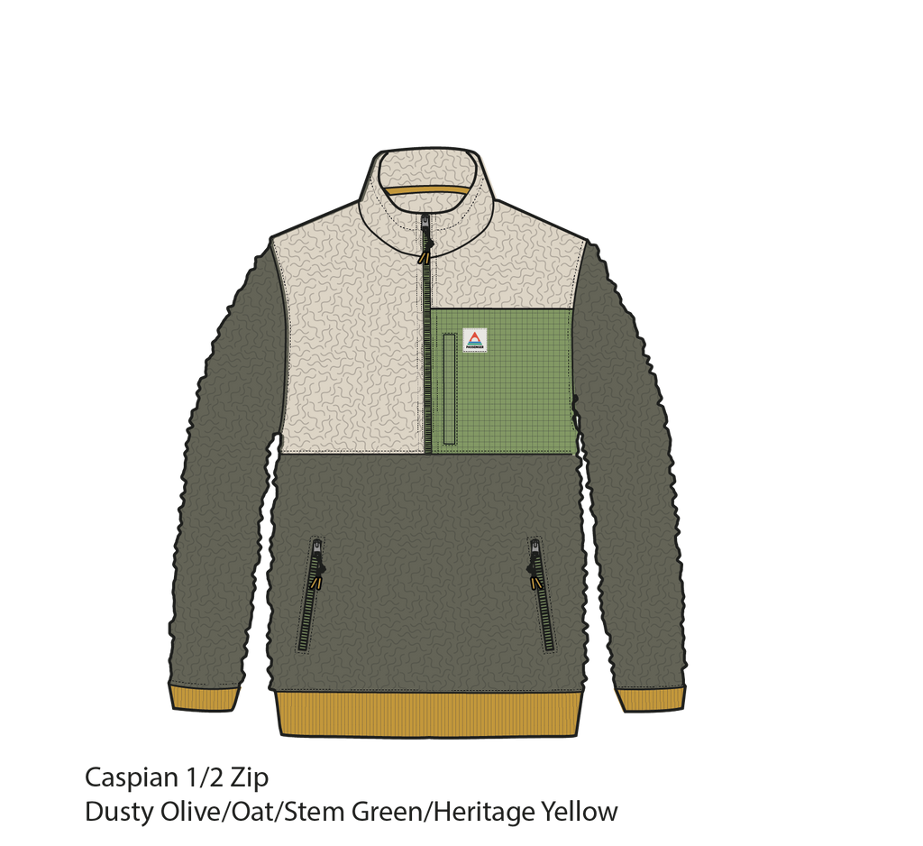 Caspian 1/2 Zip Recycled Polar Fleece - Dusty Olive