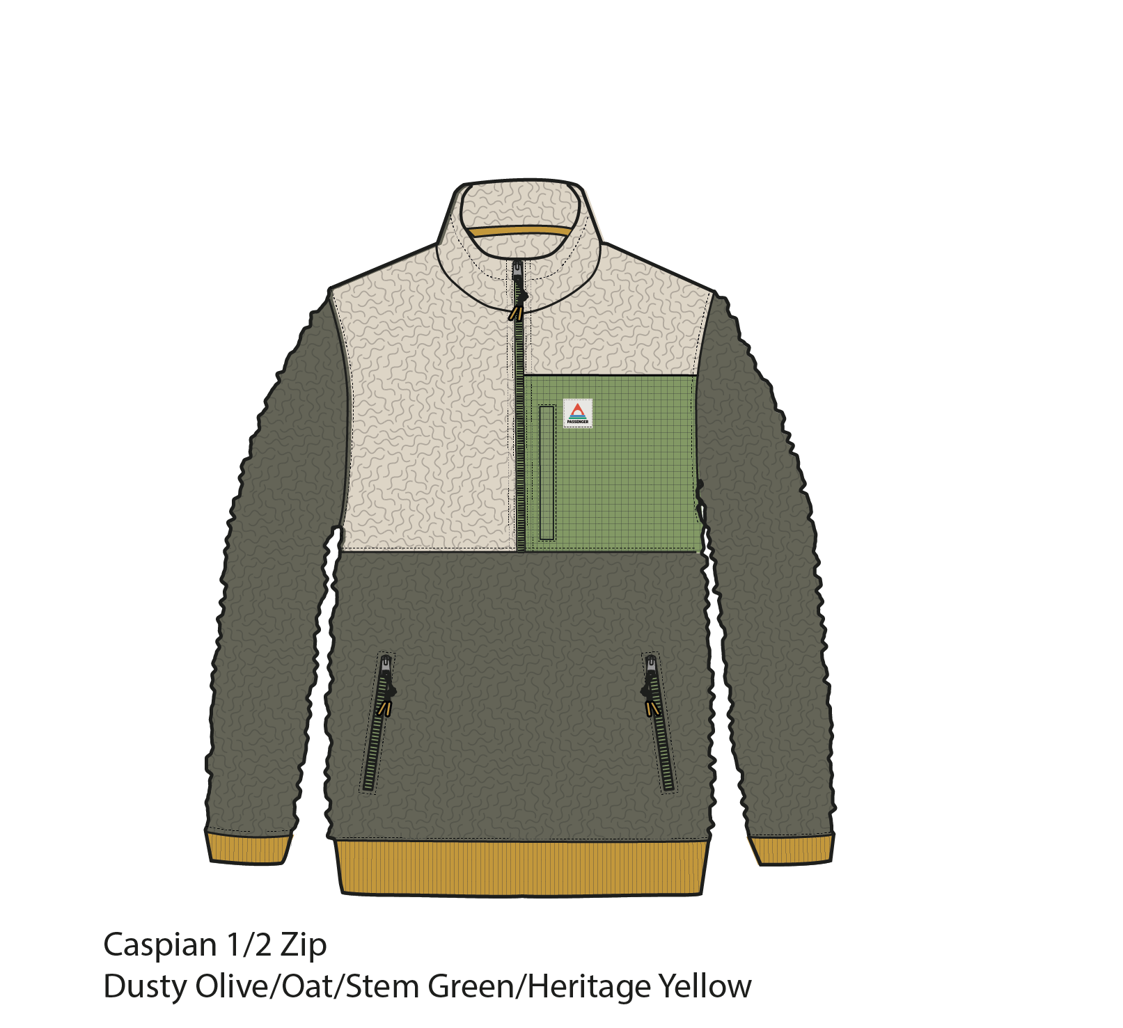 Caspian 1/2 Zip Recycled Polar Fleece - Dusty Olive