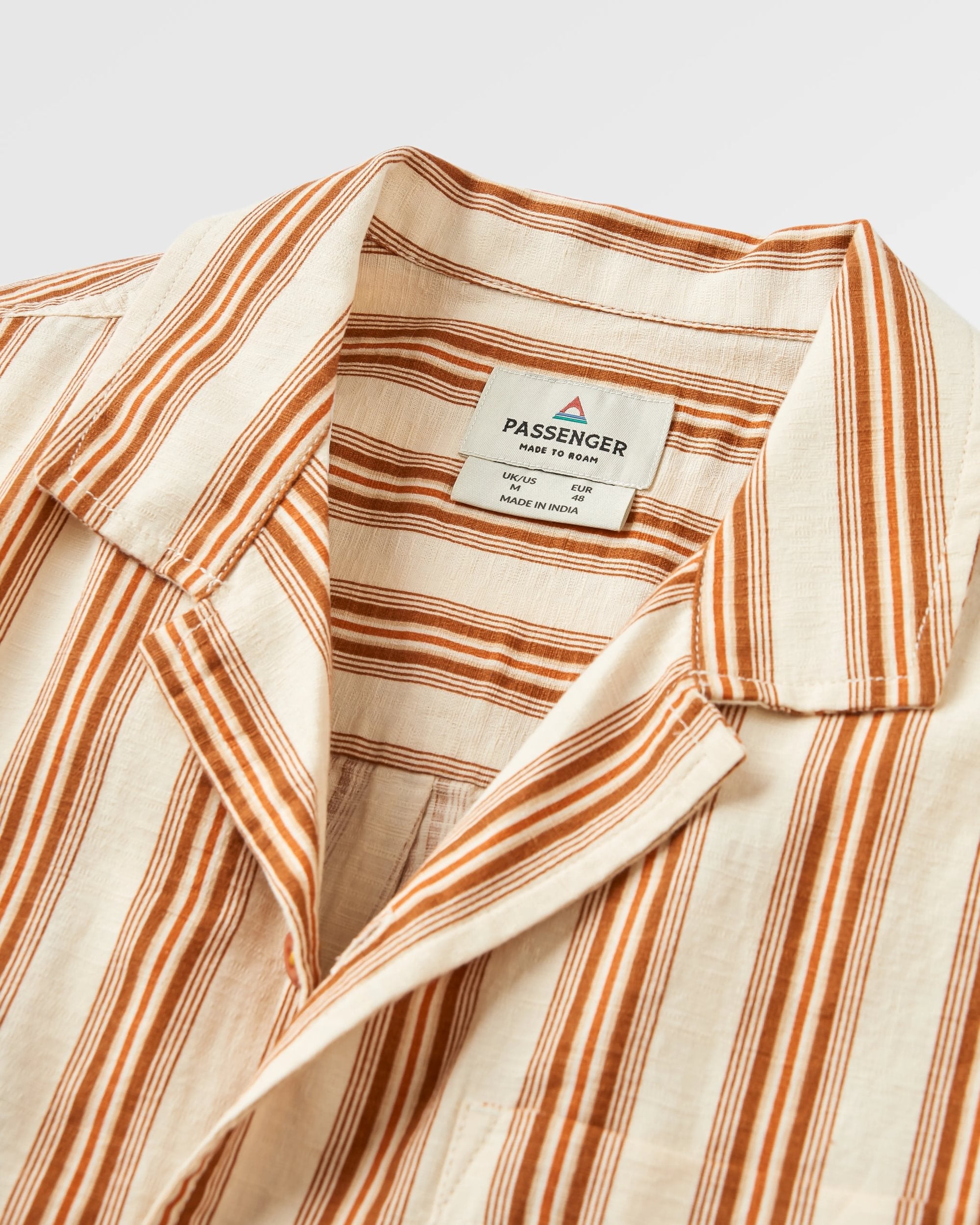 Cove Organic Cotton Textured Shirt - Sunset Orange Stripe