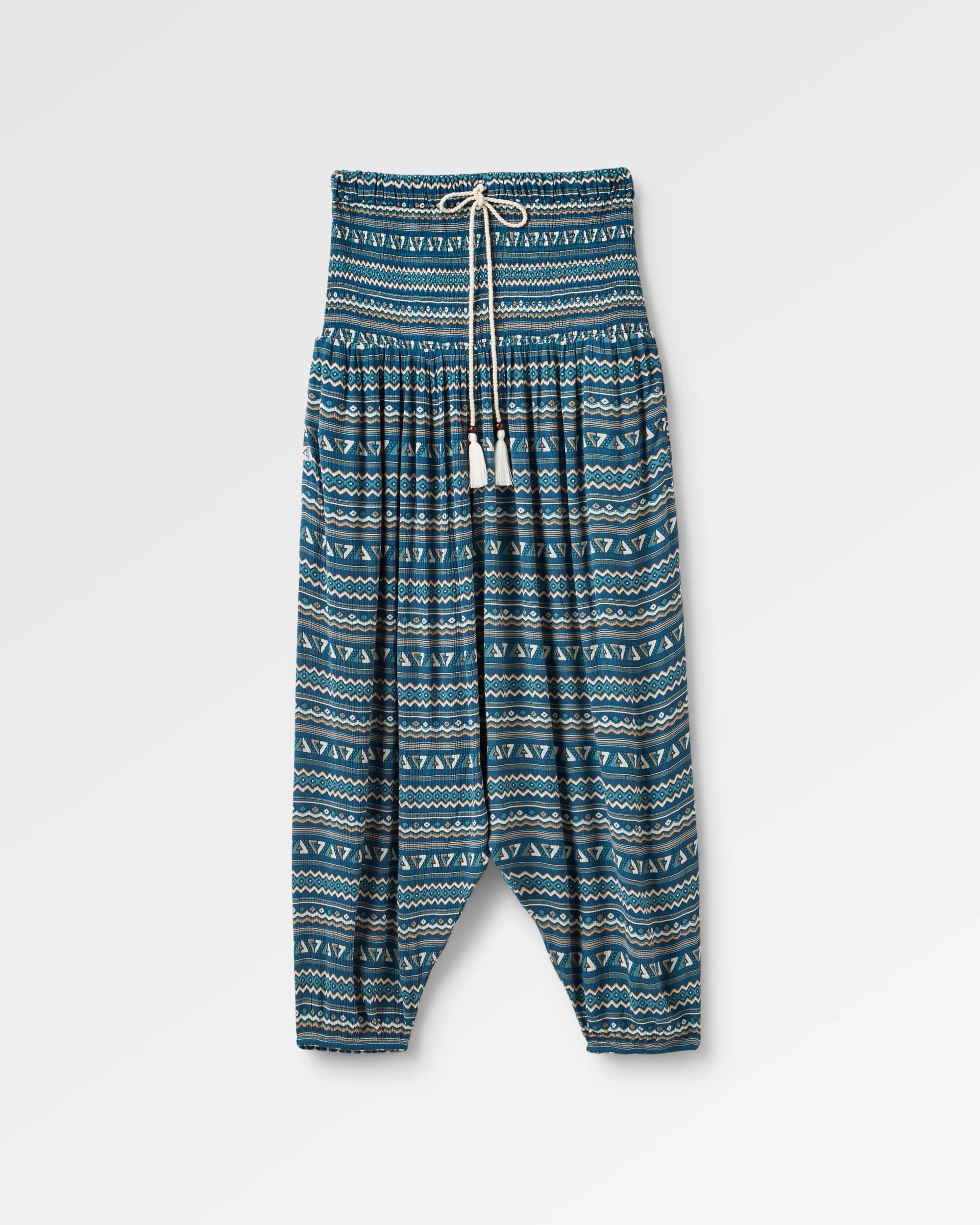 Daylily Loose Trouser - Geo Stripe Dark Denim