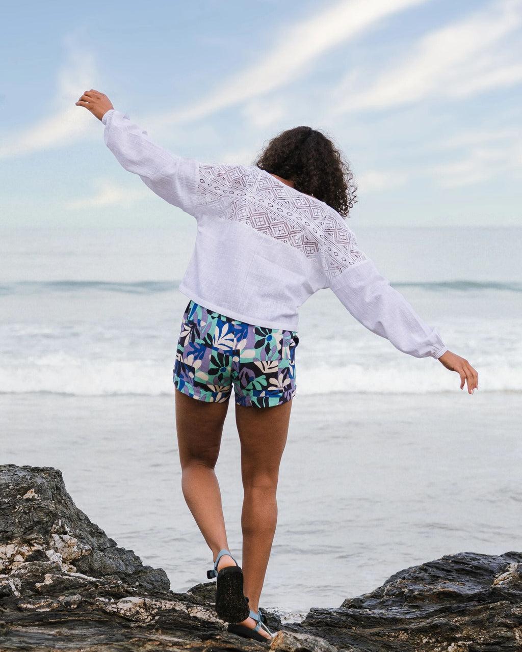 Flurry LS Woven Top - White