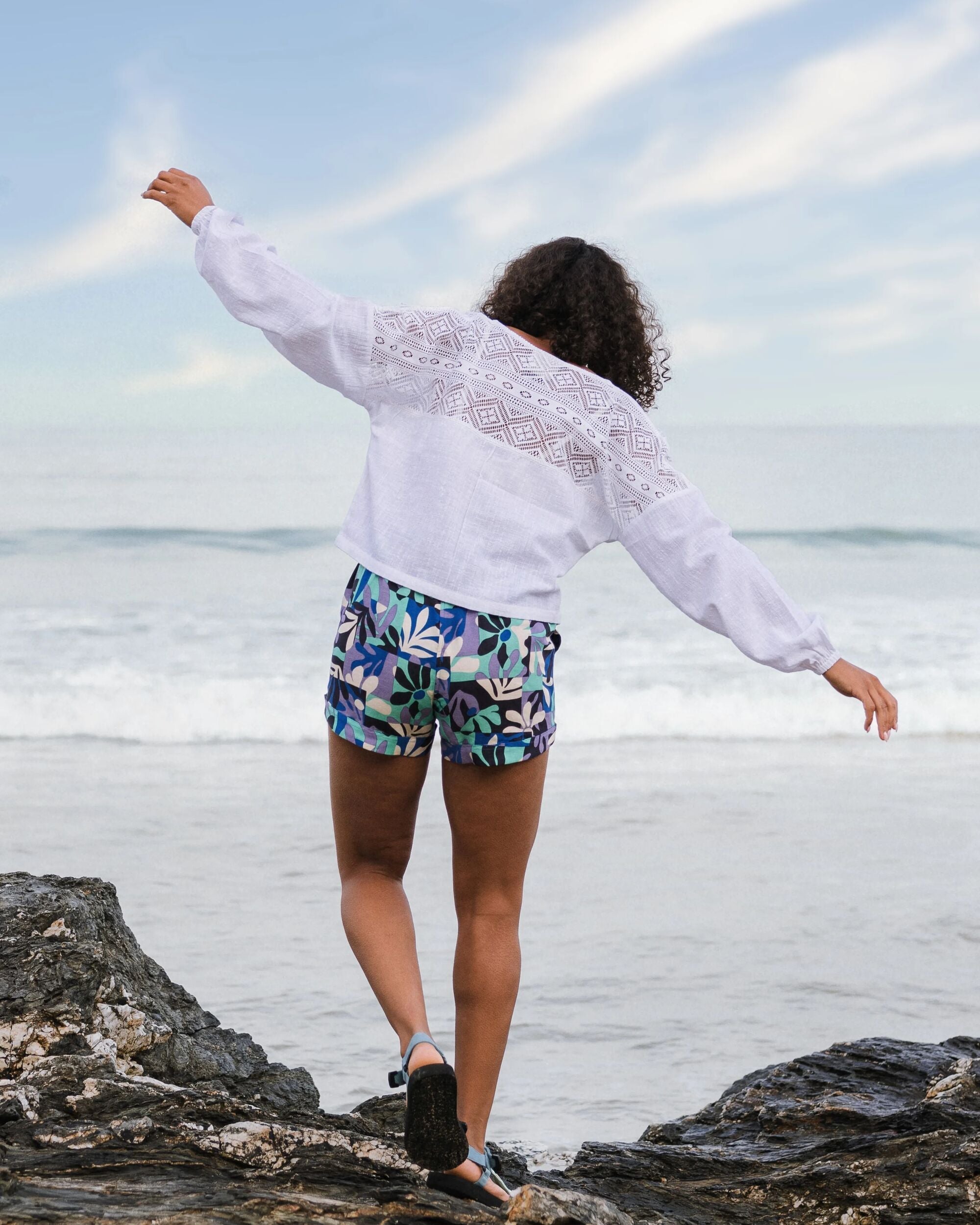 Flurry LS Woven Top - White