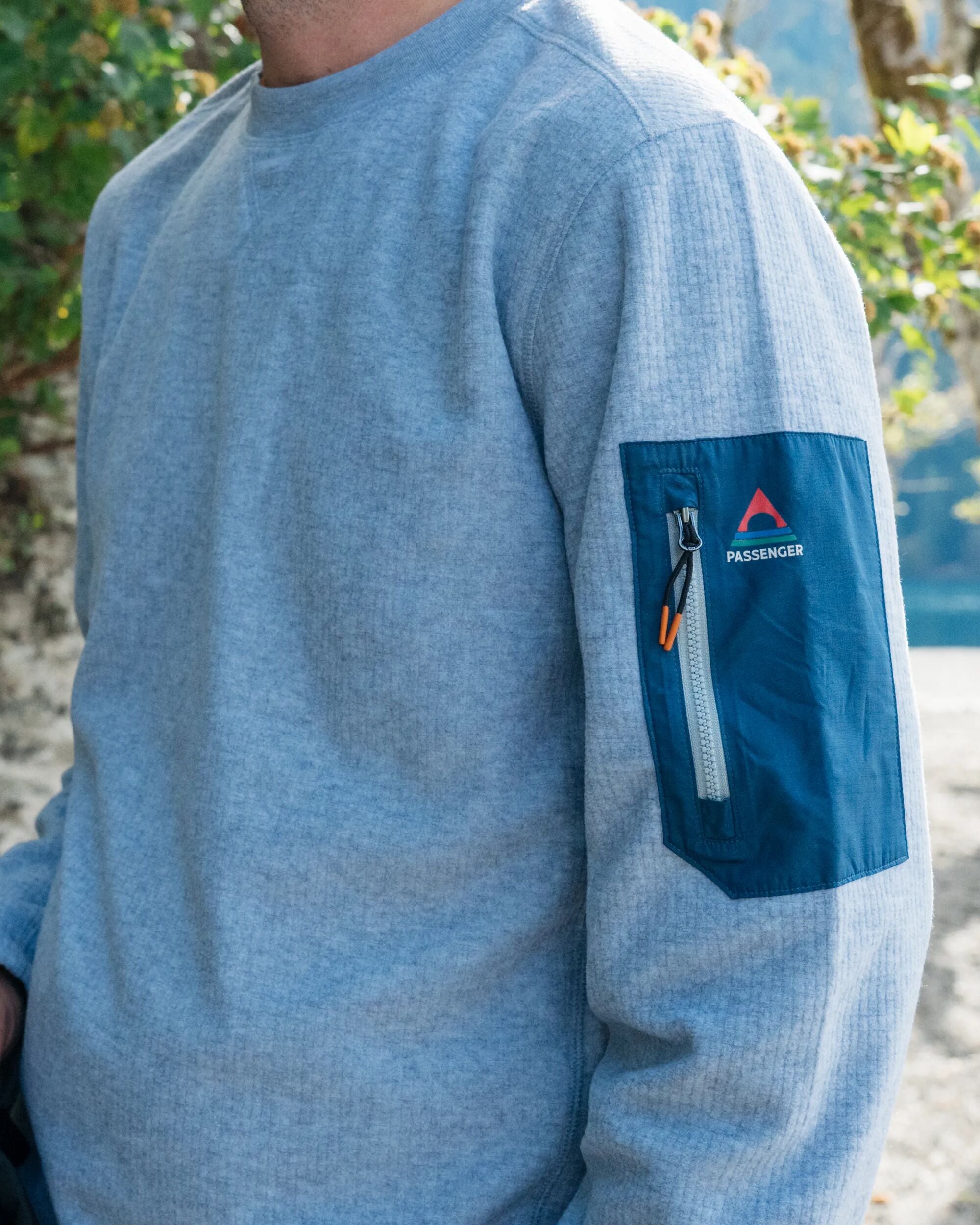 Forestscape Recycled Grid Fleece Crew - Grey Marl