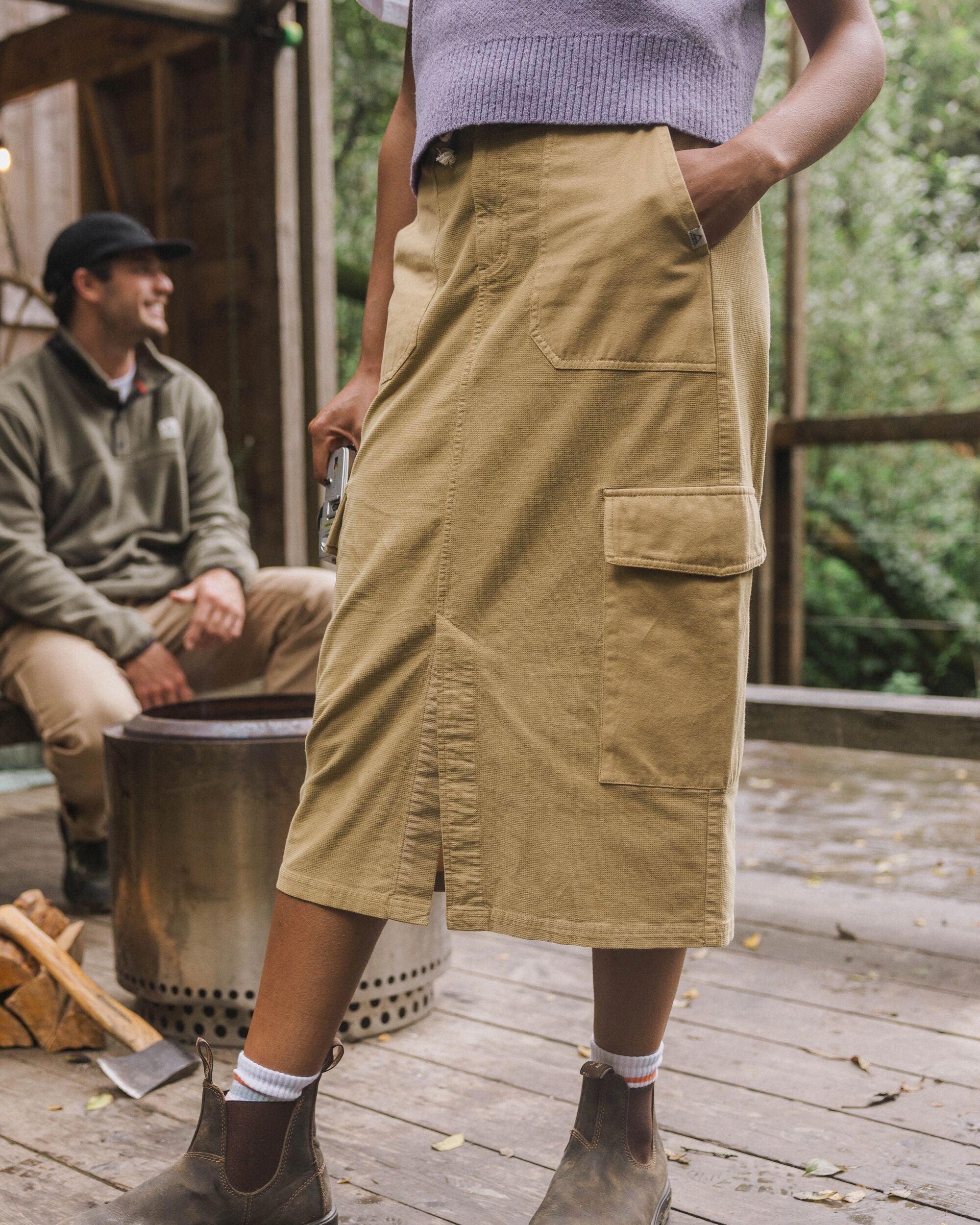 Avian Cord Maxi Skirt - Biscuit