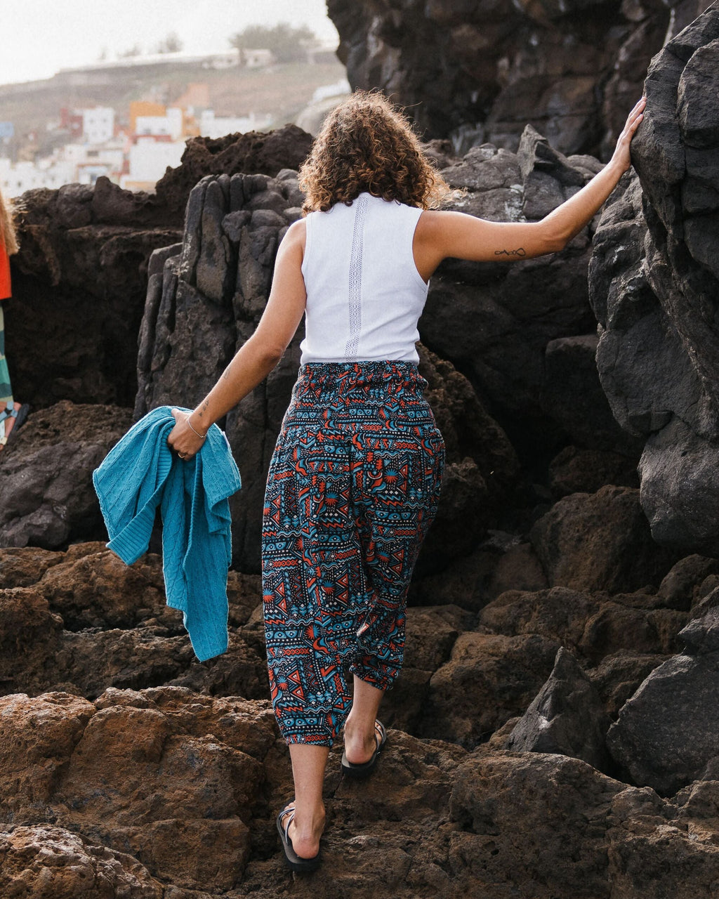 Daylily Loose Trouser - Elemental Geo Black
