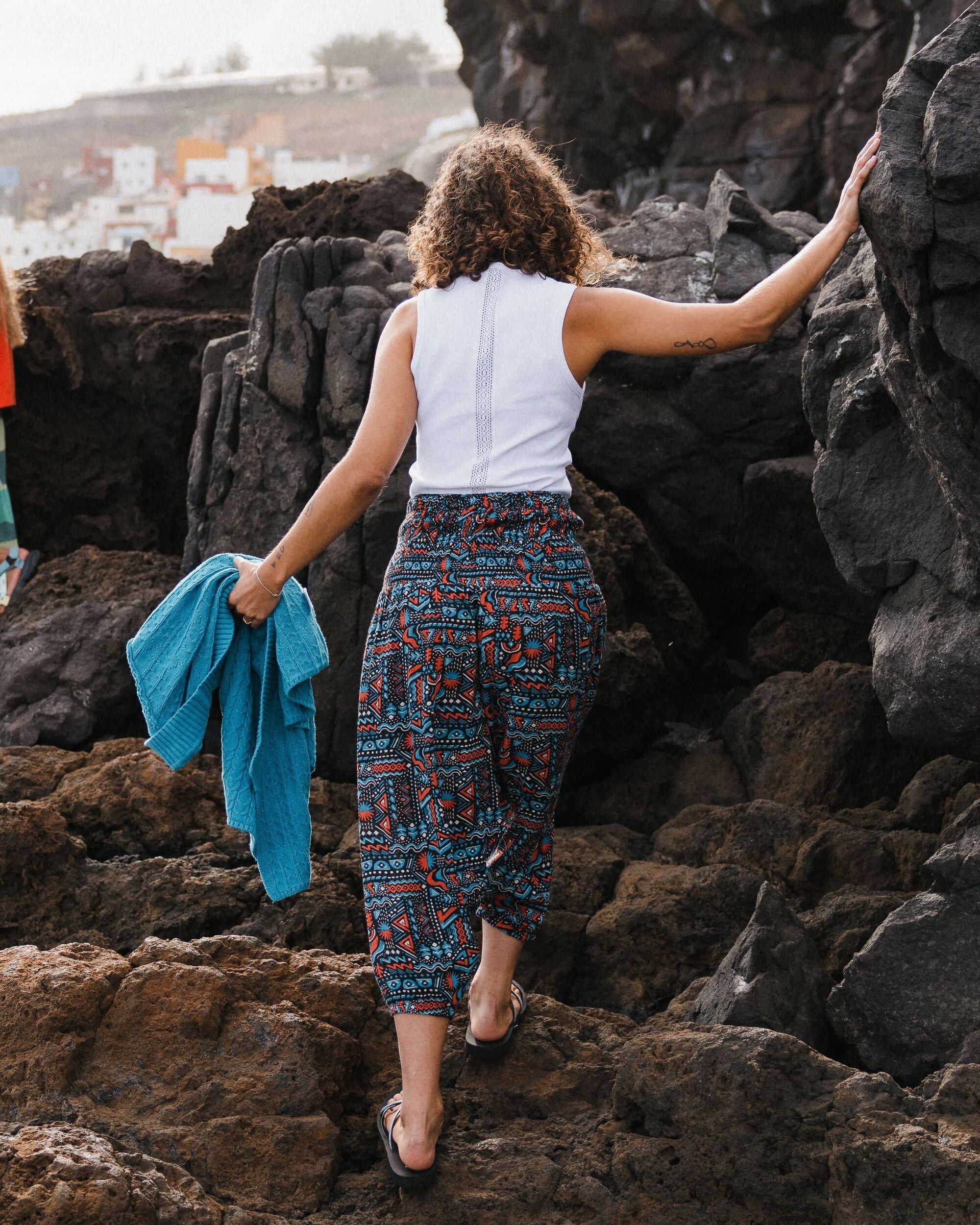Daylily Loose Trouser - Elemental Geo Black