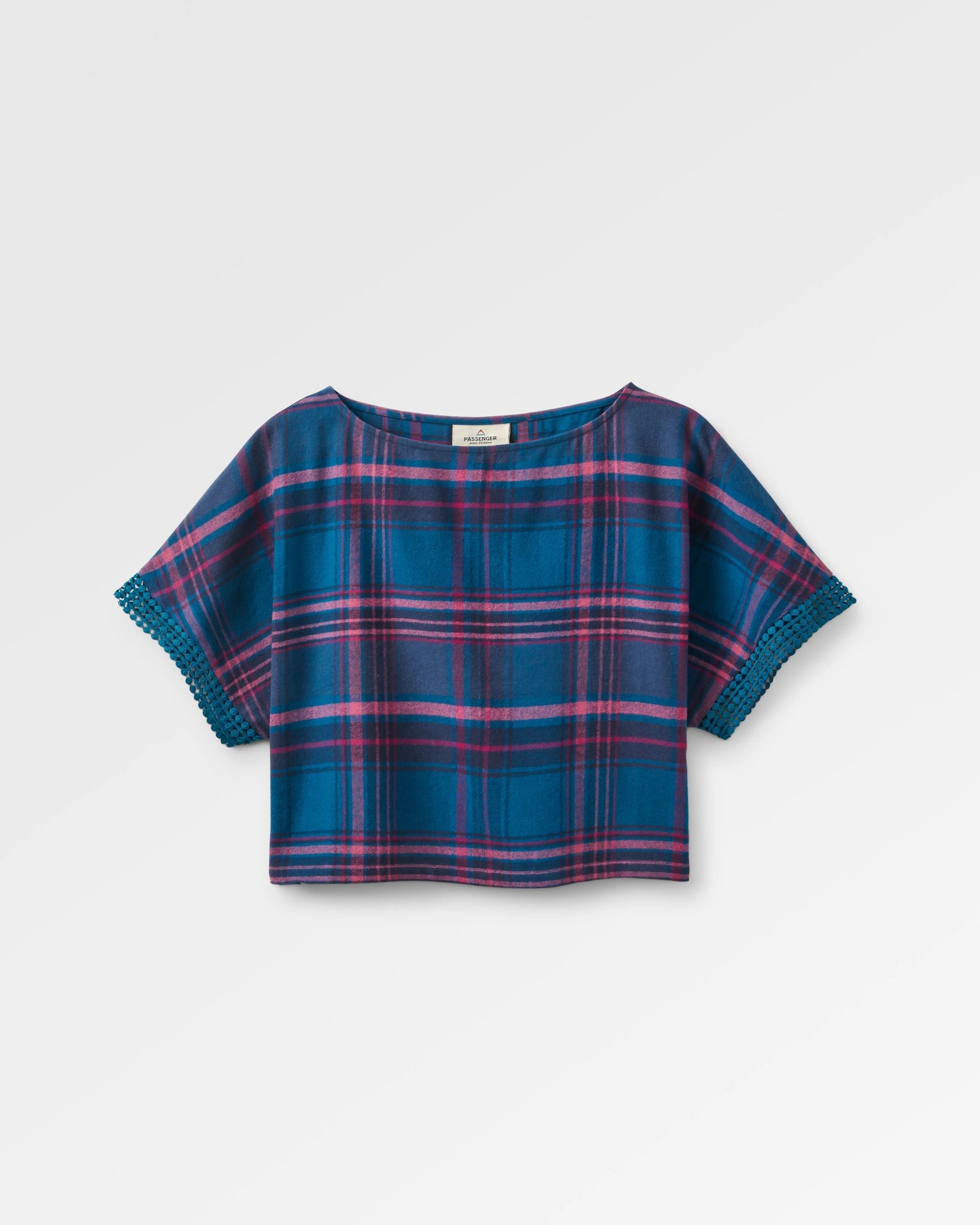 Flurry Woven Top - Tidal Blue/Wild Berry Check