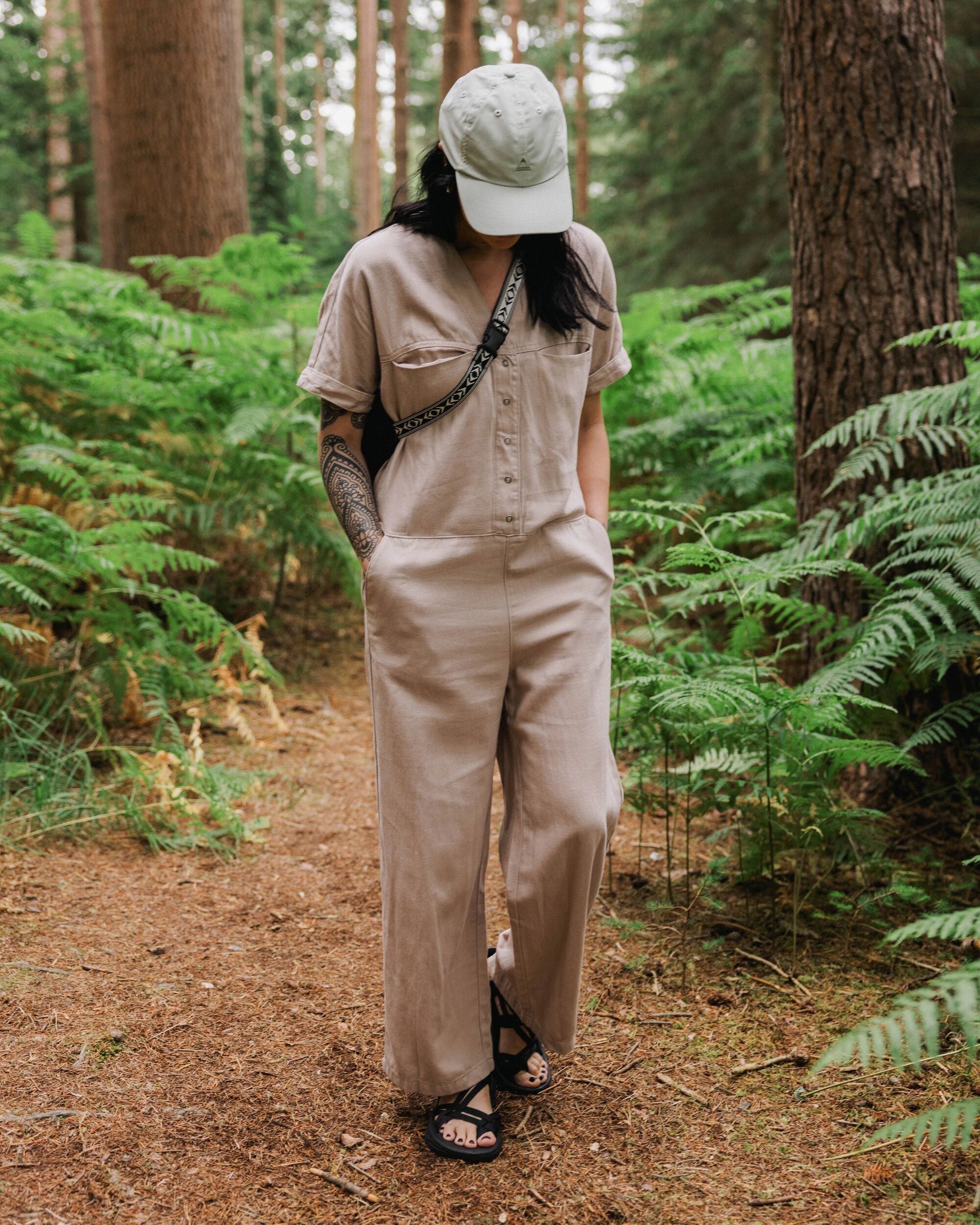 Esen Short Sleeve Jumpsuit - Simply Taupe