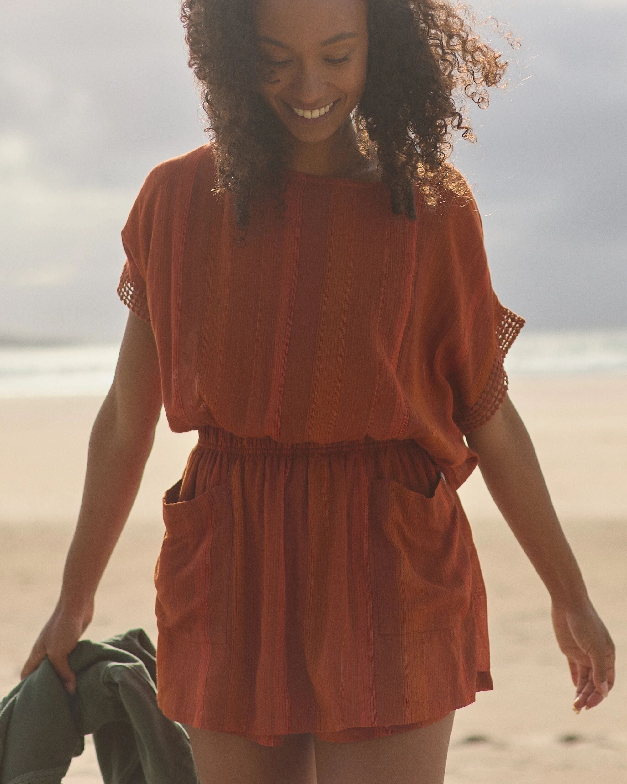 Clarity Short Skort Dress - Ember Orange Stripe