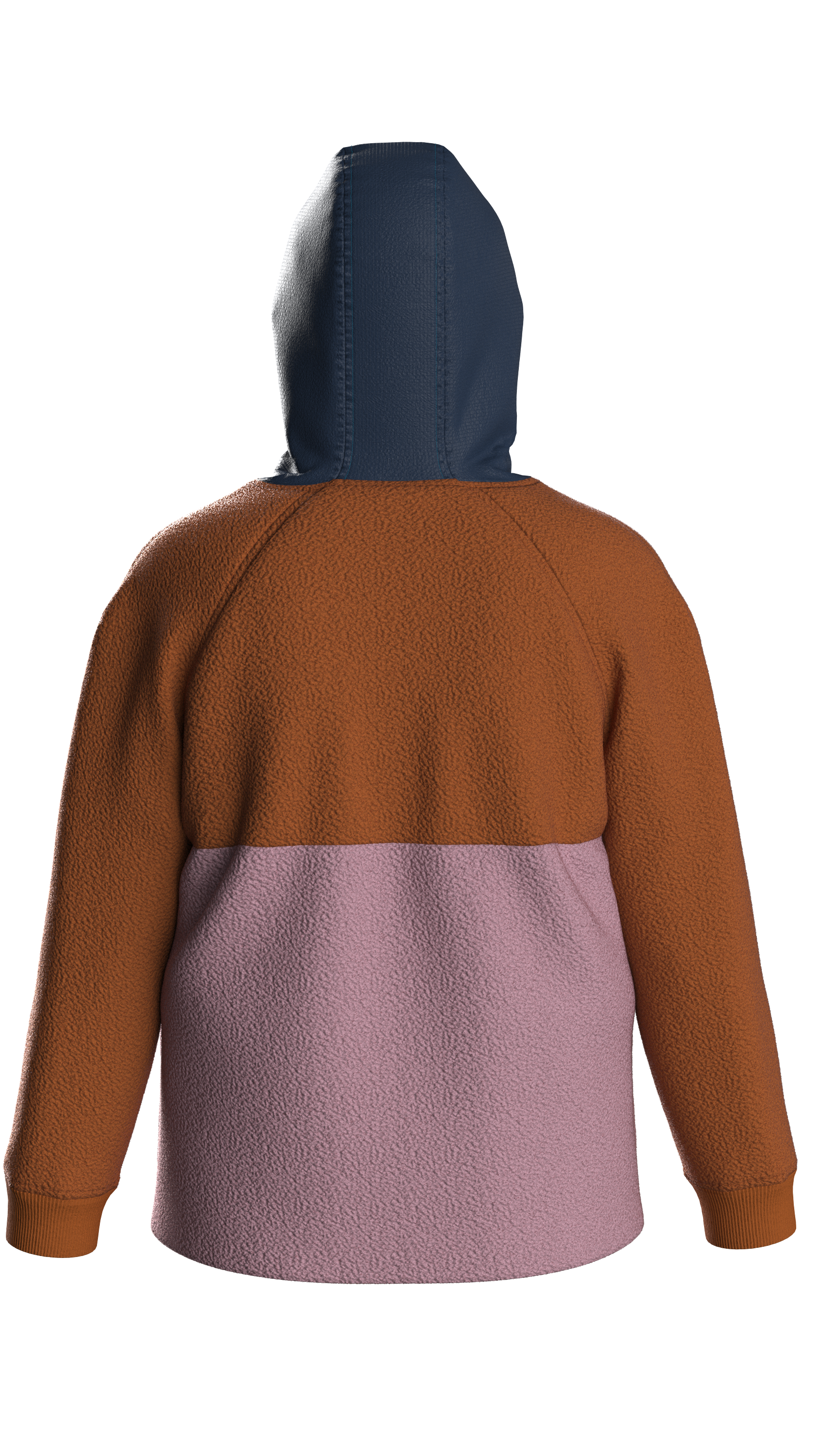 Alexander Recycled Hooded Polar Fleece - Dark Denim/Sunset Orange