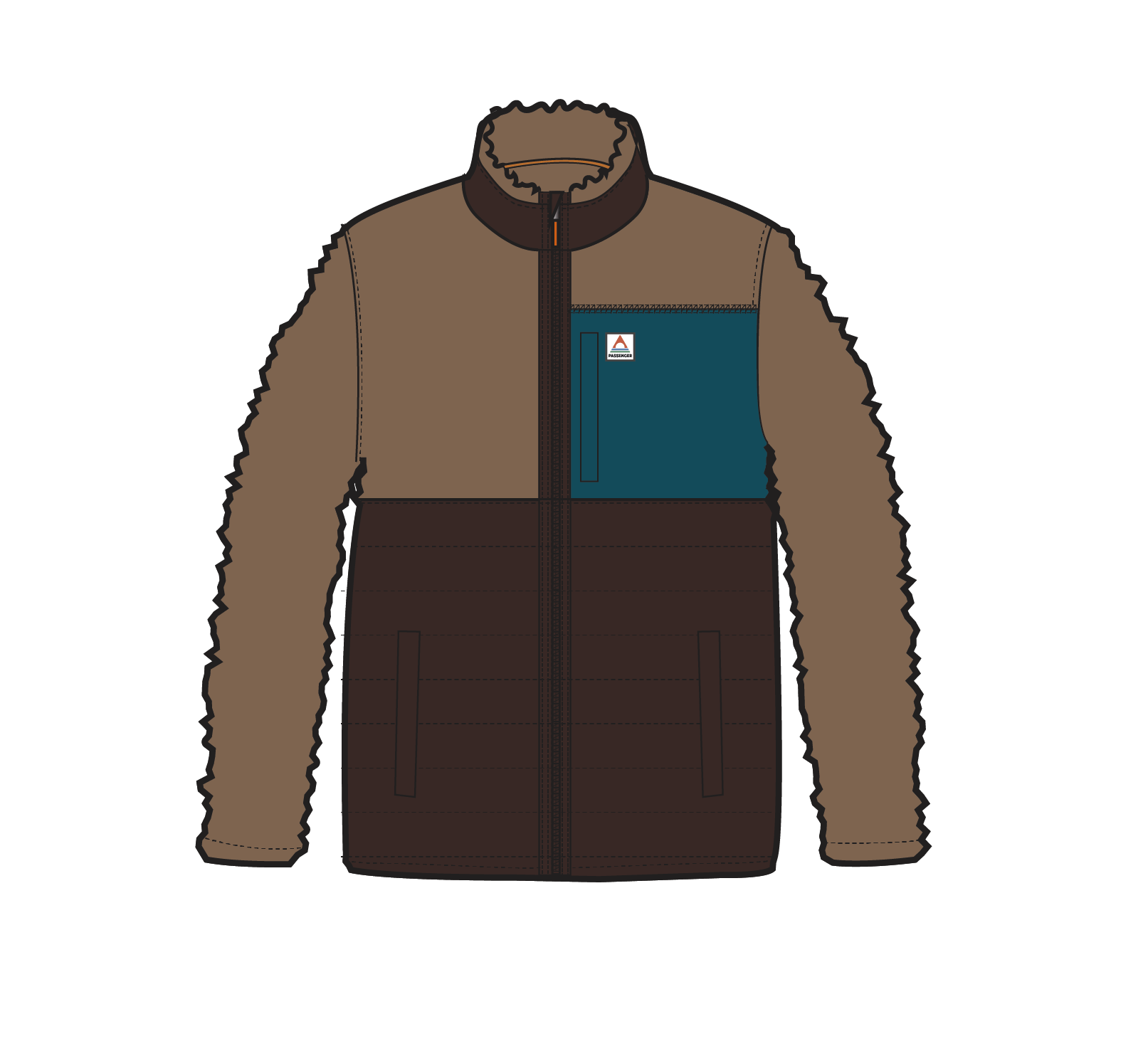 Born Explorer Recycled Polar-Lined Sherpa Fleece - Caramel/Espresso