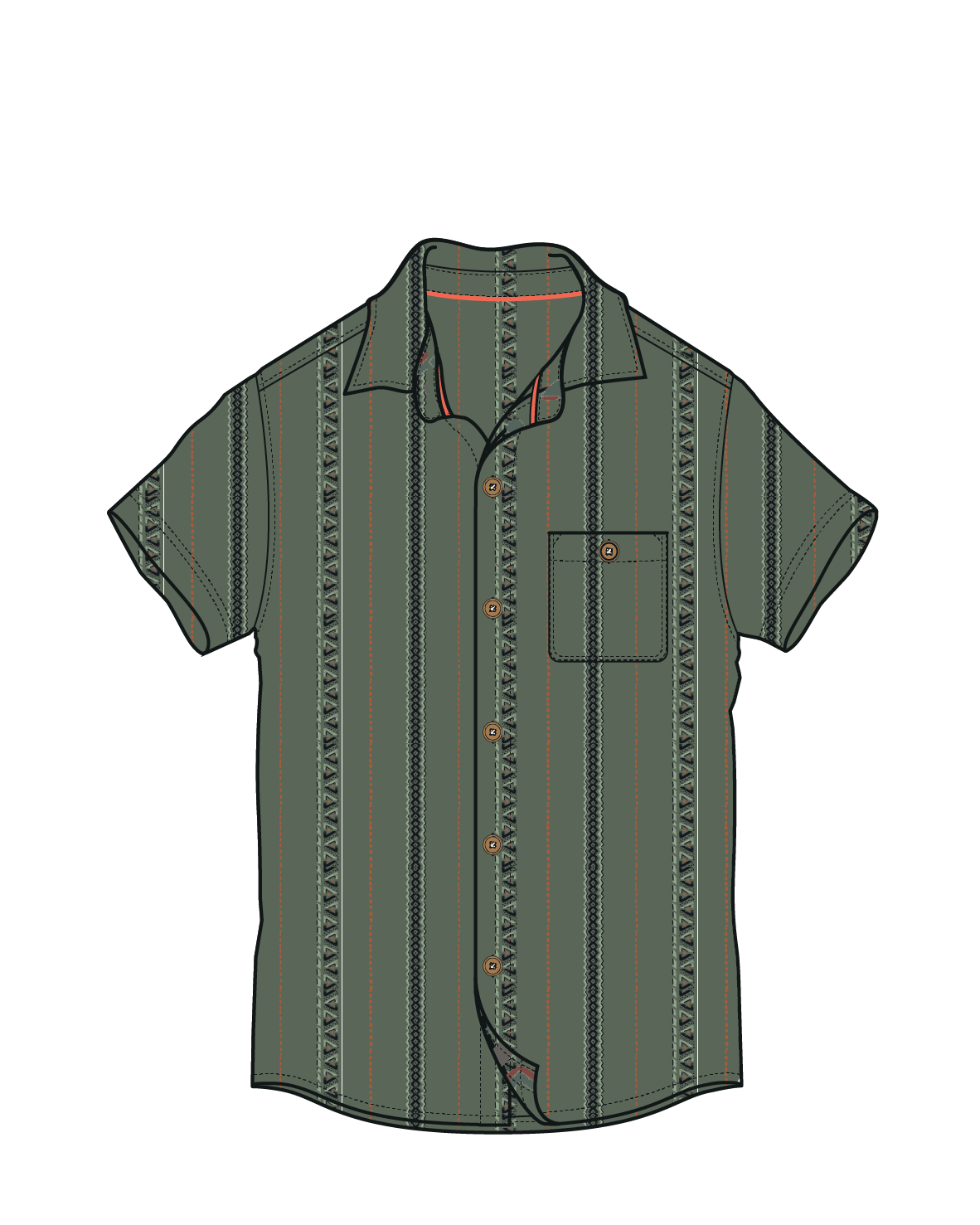 Chill Textured Short Sleeve Shirt - Wild Green Stripe