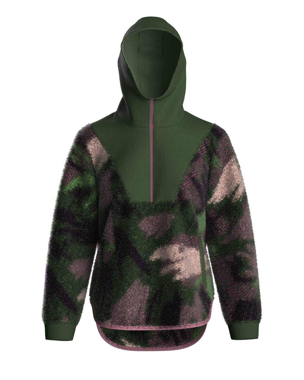 Beaumont Recycled Sherpa Hooded Fleece - Abstract Mountain Fir Tree