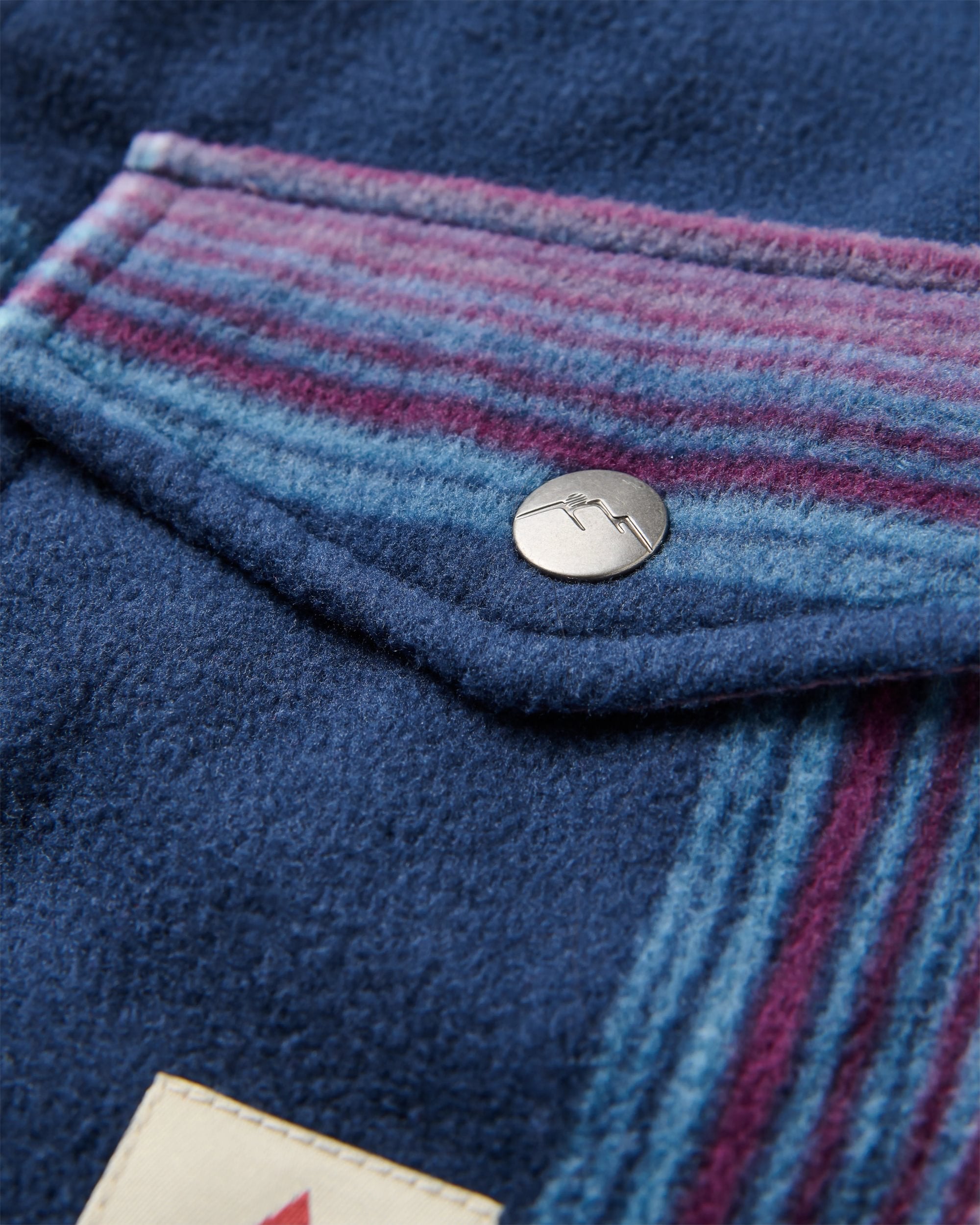 East Recycled Polar Fleece Shirt - Rich Navy/Pink Haze Check