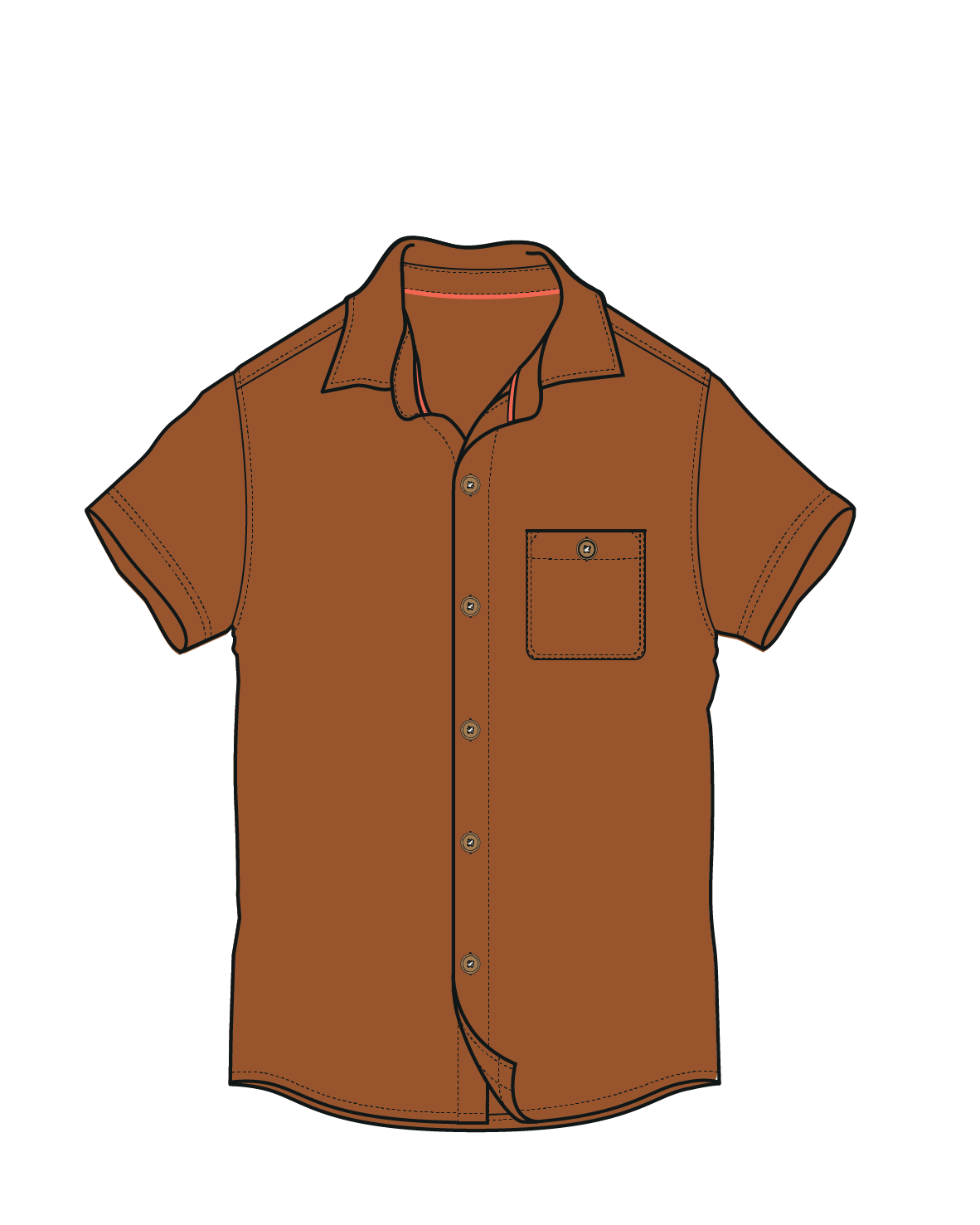 Chill Textured Short Sleeve Shirt - Sunset Orange