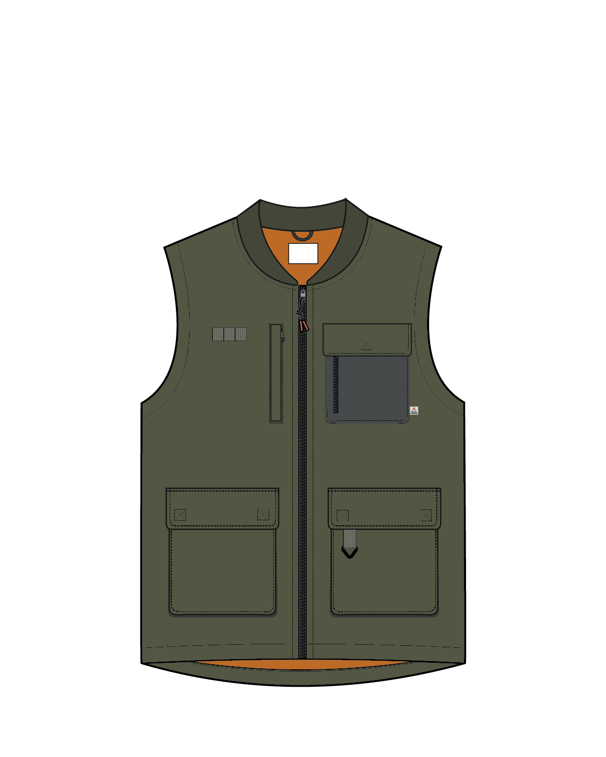 Explorers Organic Cotton Canvas Gilet - Khaki