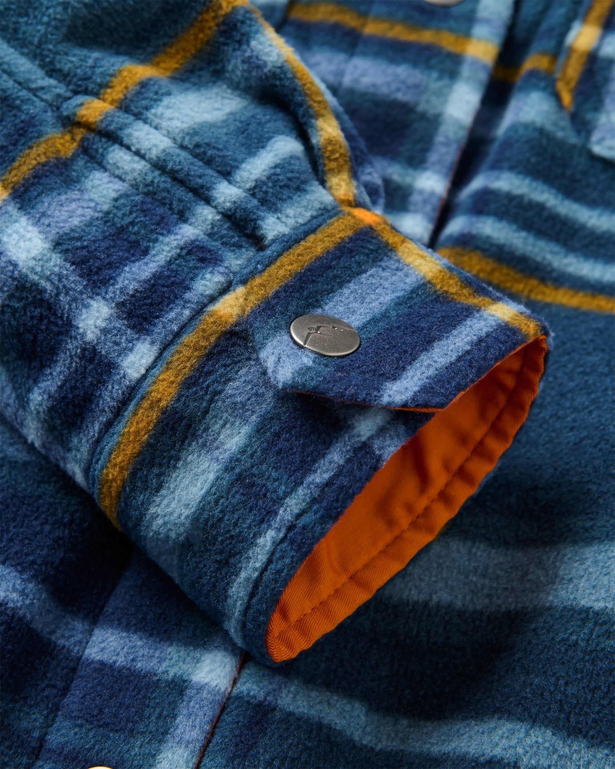 East Recycled Polar Fleece Shirt - Rich Navy/Faded Denim Check
