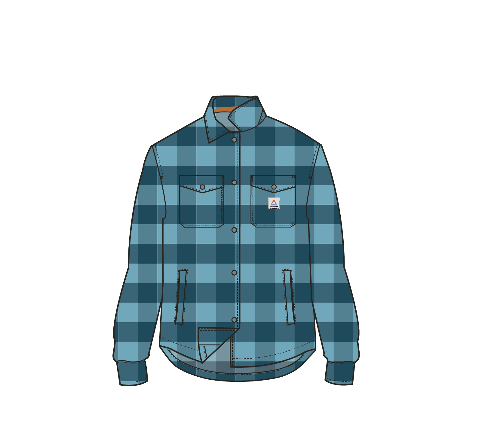 East Recycled Polar Fleece Shirt - Retro Blue Check