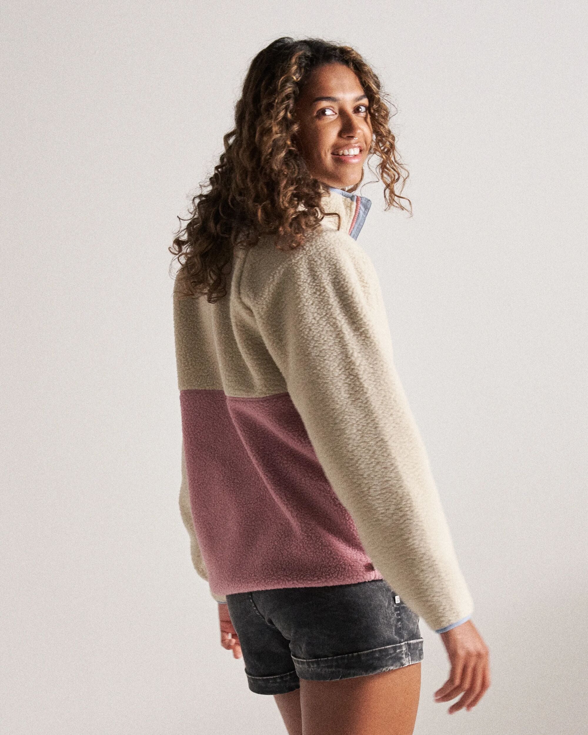 Home Recycled Sherpa Fleece - Oatmeal/Pink haze