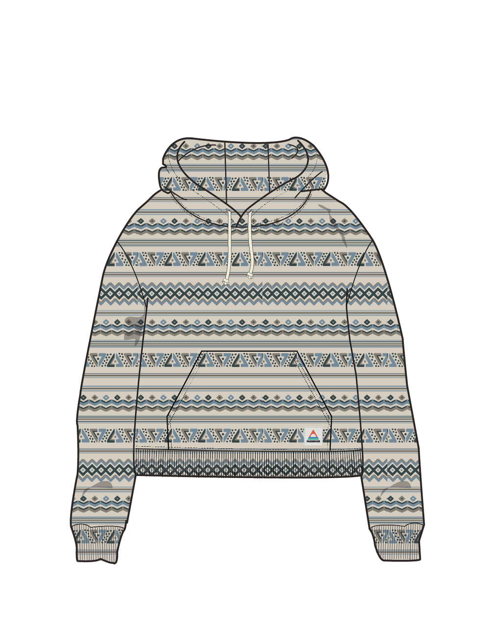 Groovy Towelling Hoodie - Geo Stripe Birch