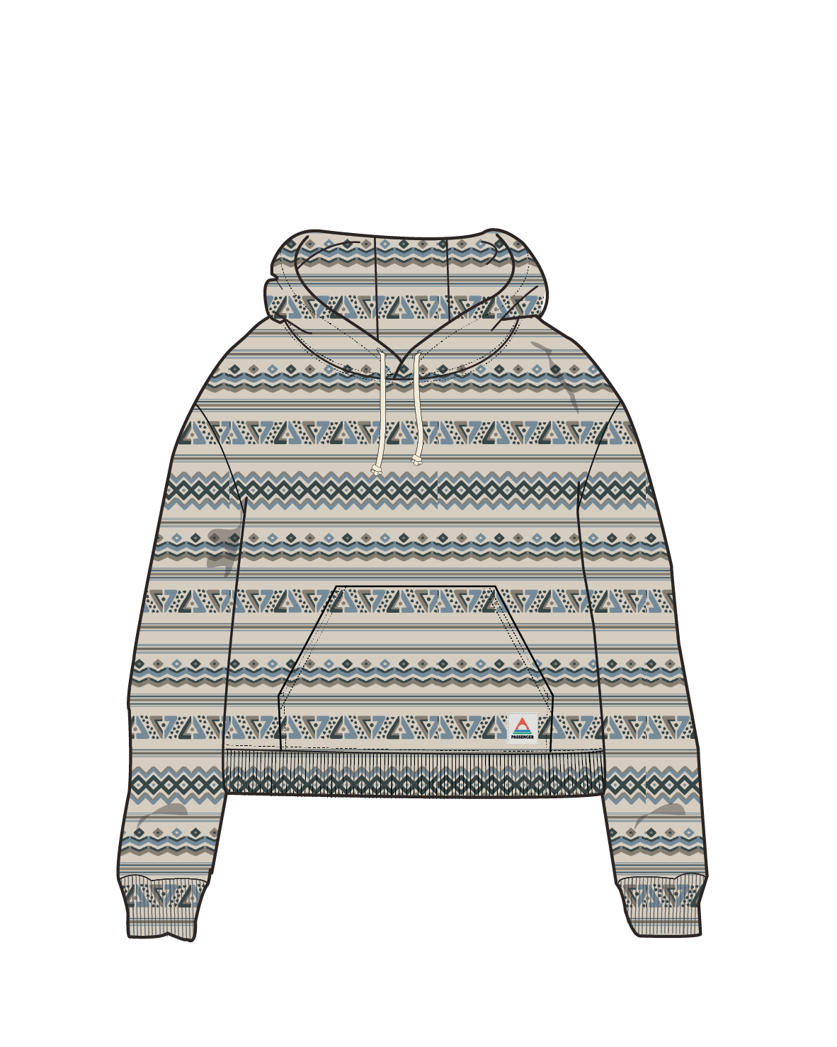 Groovy Towelling Hoodie - Geo Stripe Birch