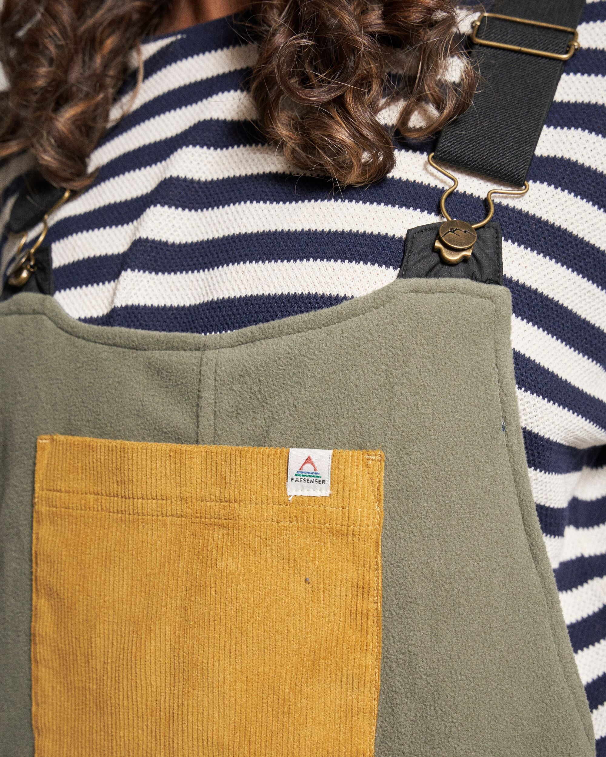 Ace Recycled Polar Fleece Dungarees - Dusty Olive