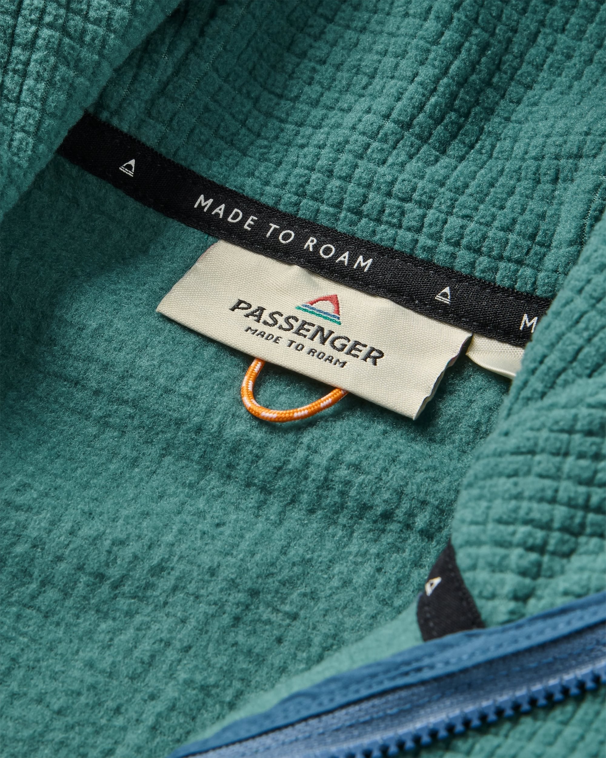 Forestscape Recycled Grid Fleece Hoodie - Deep Ocean