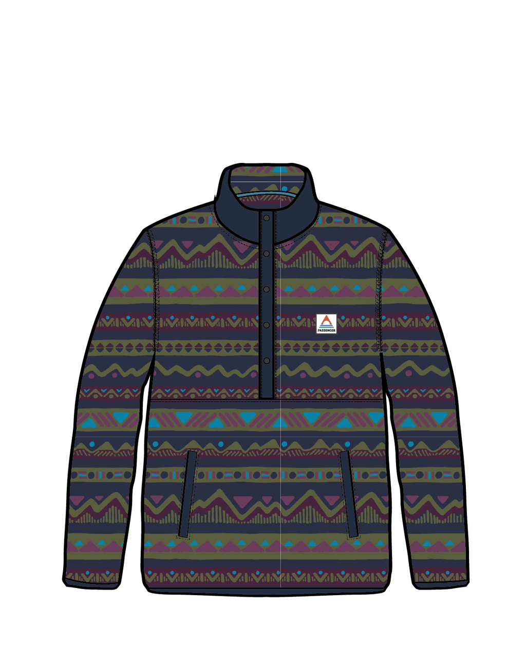 Adrift Recycled Polar Fleece - Mountain Geo Multi