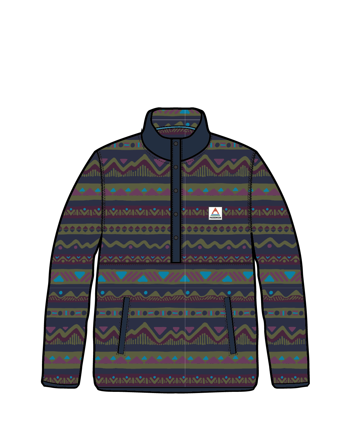 Adrift Recycled Polar Fleece - Mountain Geo Multi