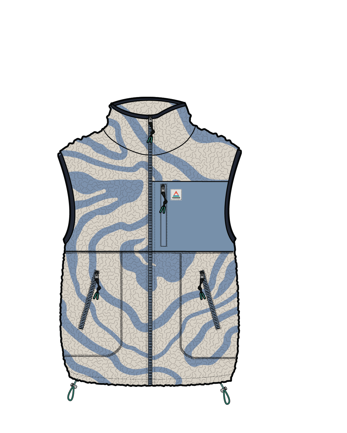 Fairbanks Recycled Sherpa Gilet - Strata Swirl Birch