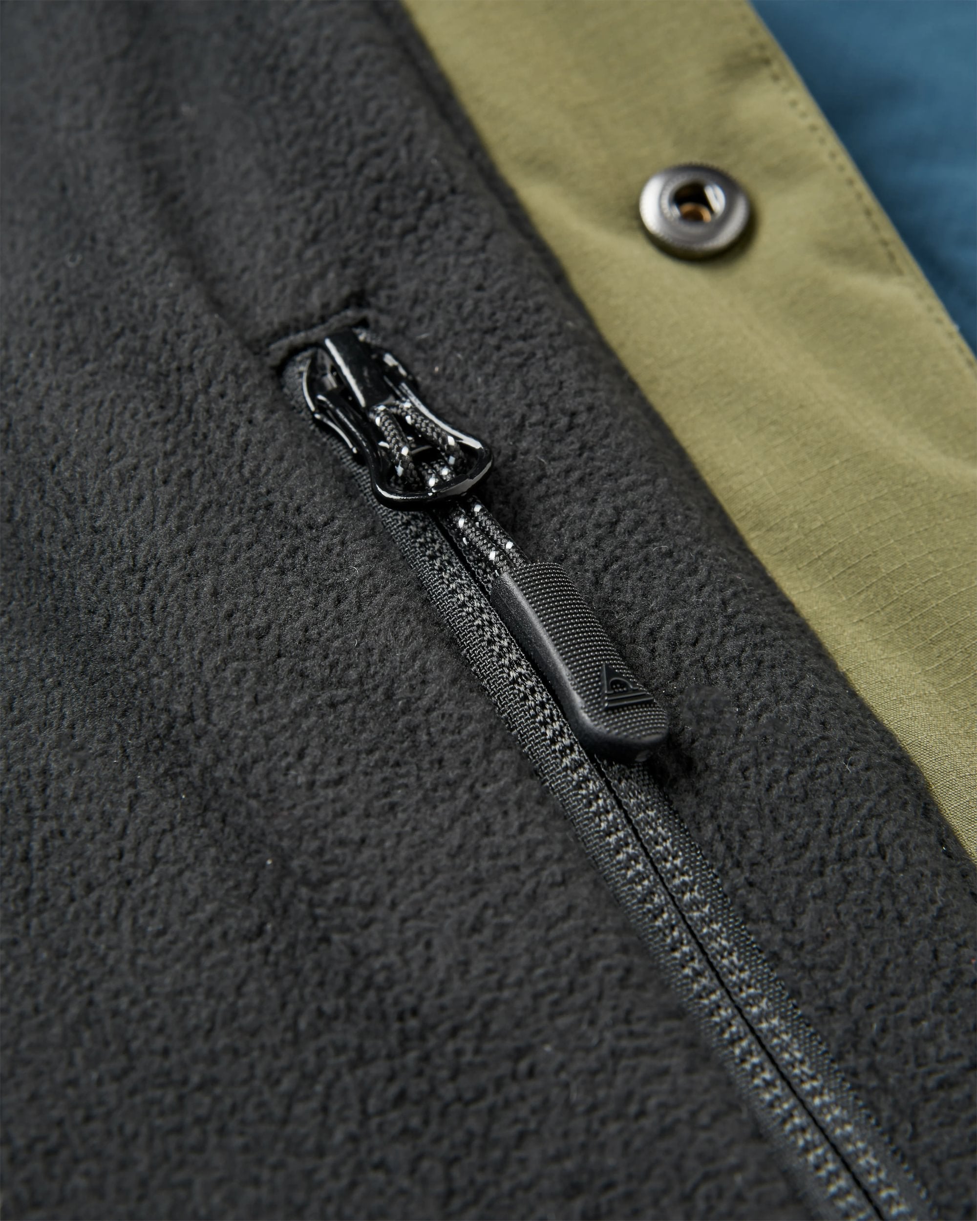 Campscape Recycled Fleece Lined Parka - Khaki/Dark Denim
