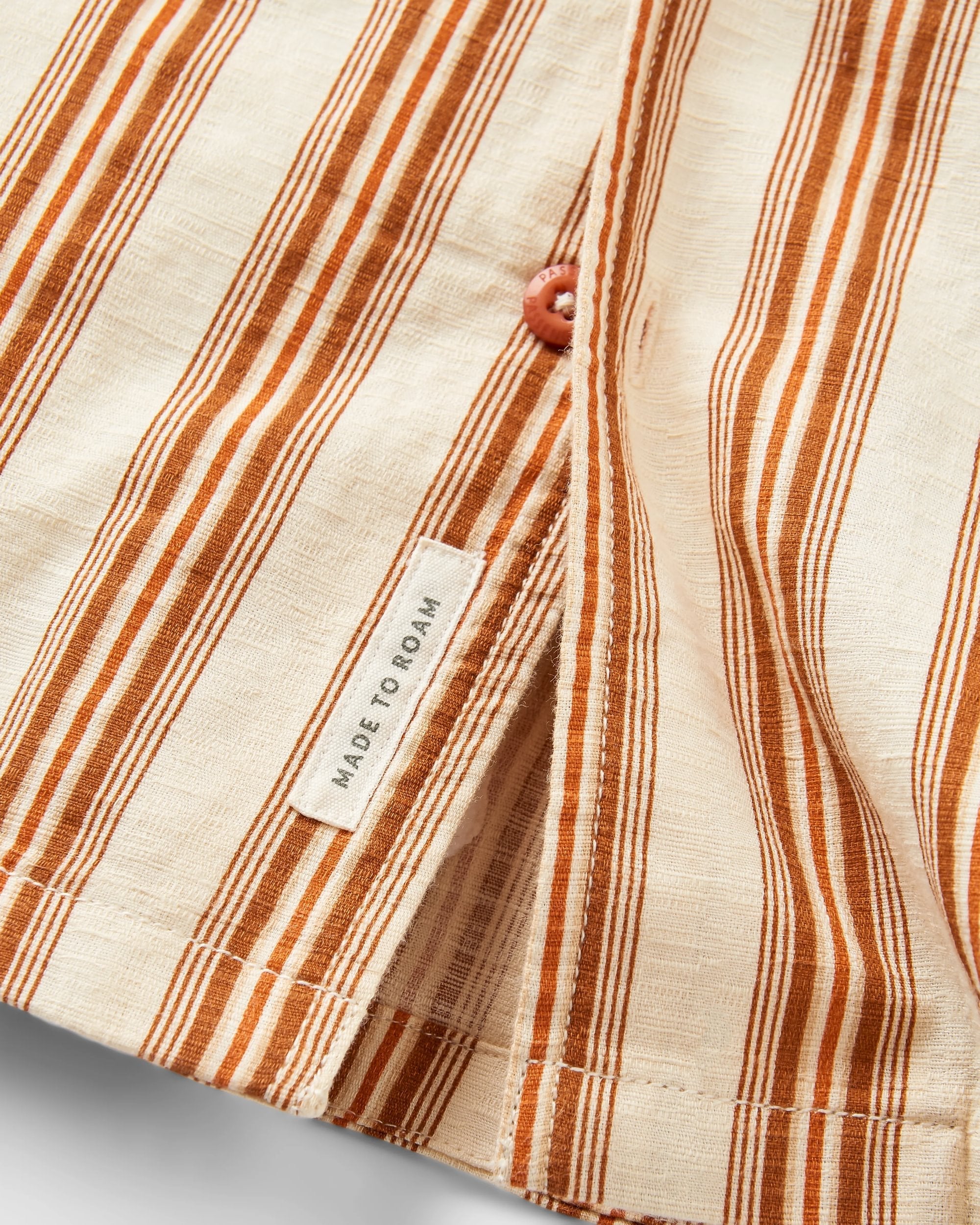 Cove Organic Cotton Textured Shirt - Sunset Orange Stripe