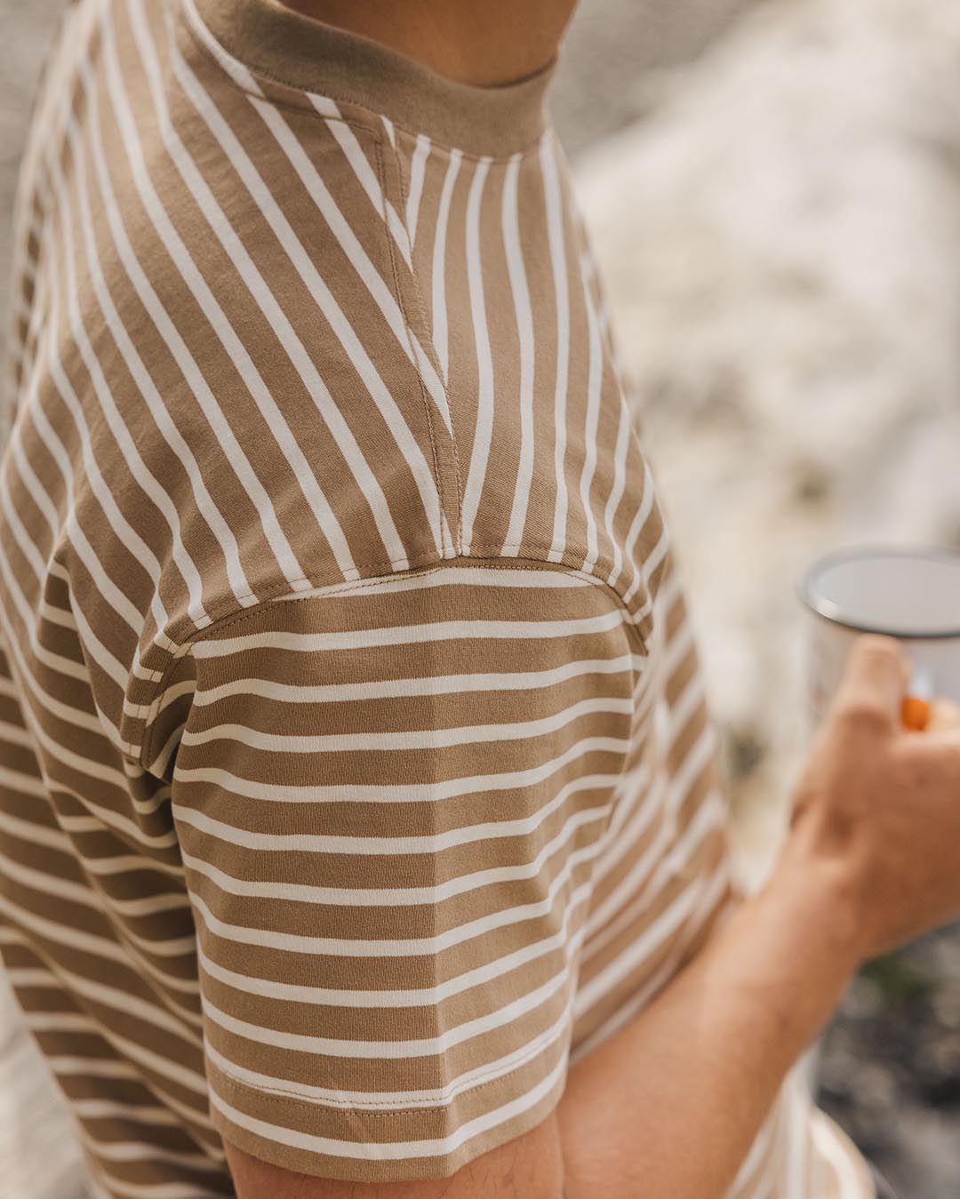 Zen Recycled Cotton Relaxed Fit T-Shirt - Toffee Stripe