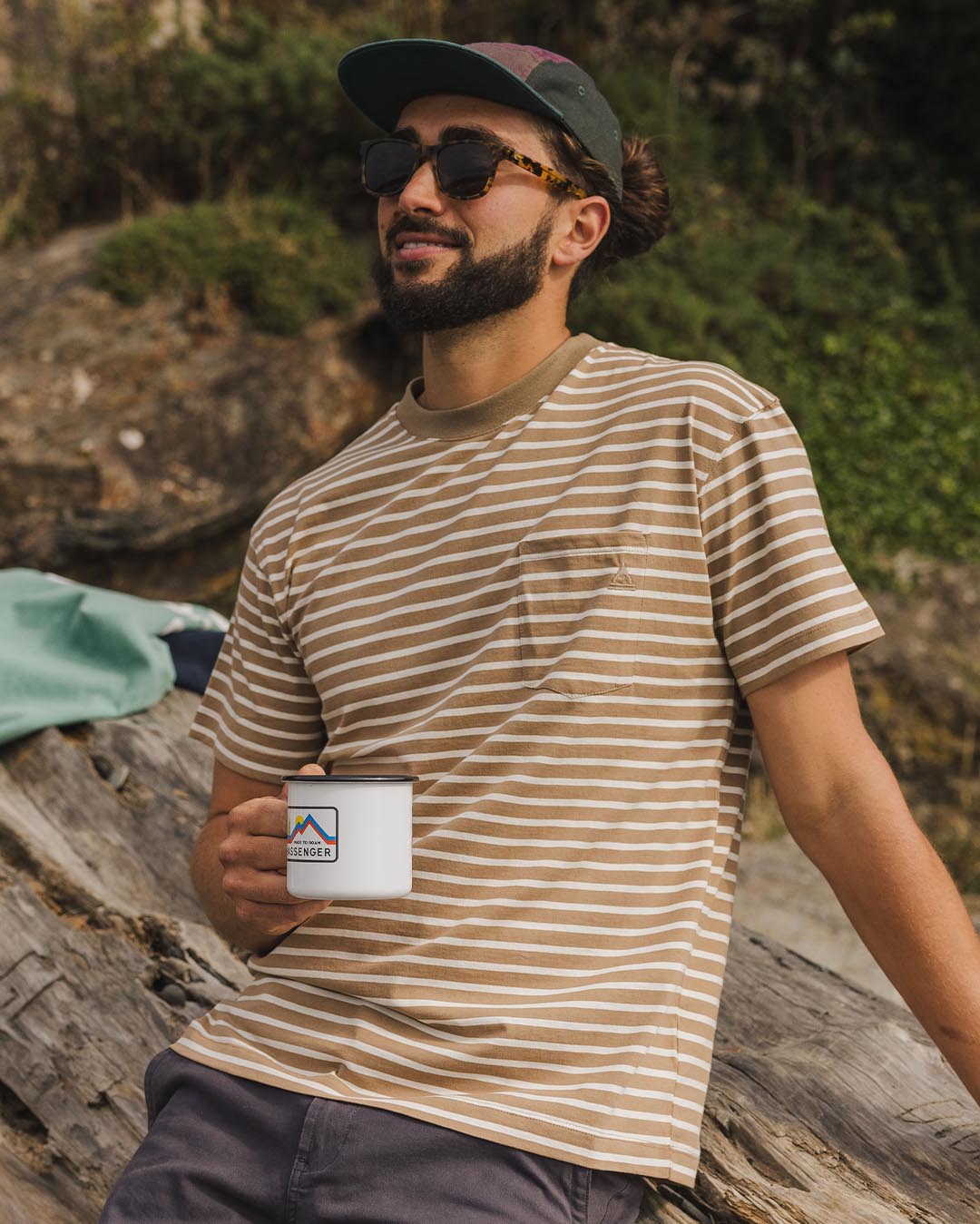 Zen Recycled Cotton Relaxed Fit T-Shirt - Toffee Stripe