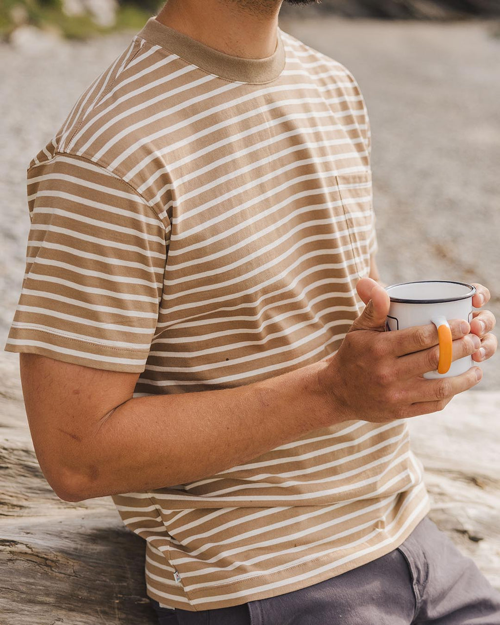 Zen Recycled Cotton Relaxed Fit T-Shirt - Toffee Stripe